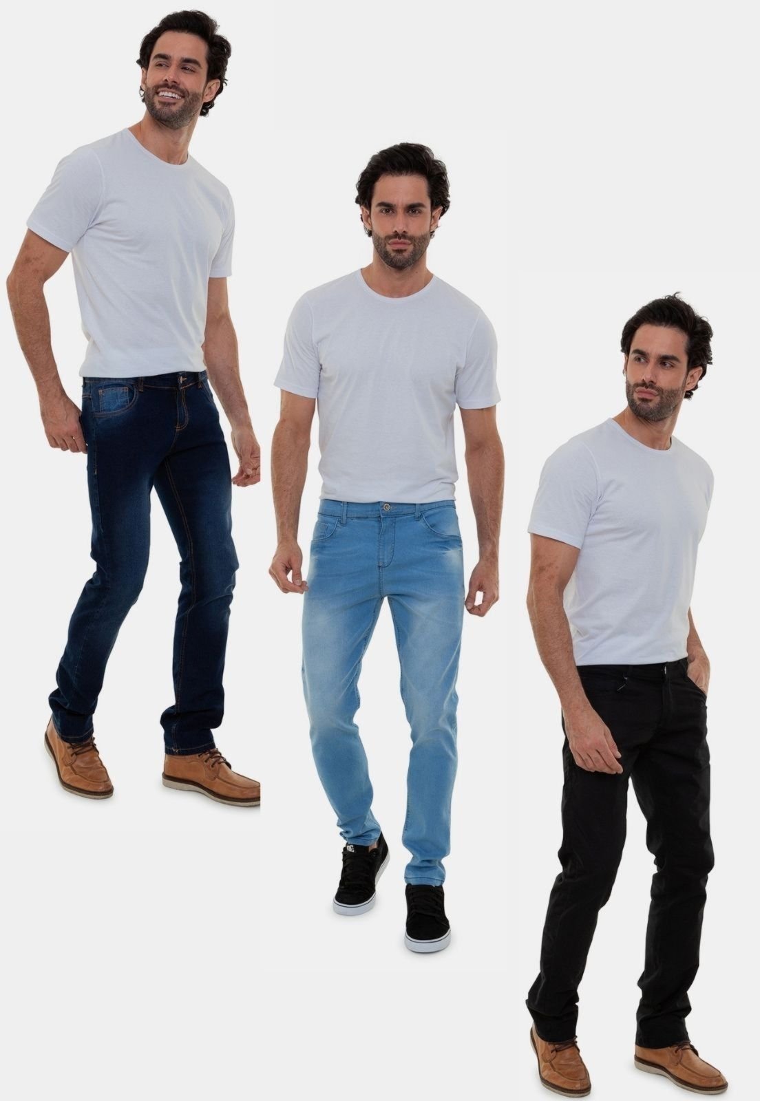 Kit Com 3 Calças Jeans Premium Masculinas Versatti Lisboa Azul