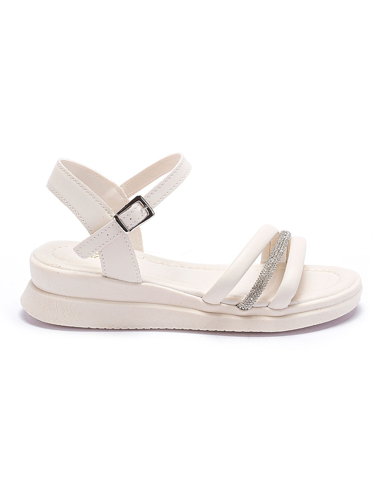 Infantil – Sandália Feminina Tininha Menina Anabela Casual Festa Off White