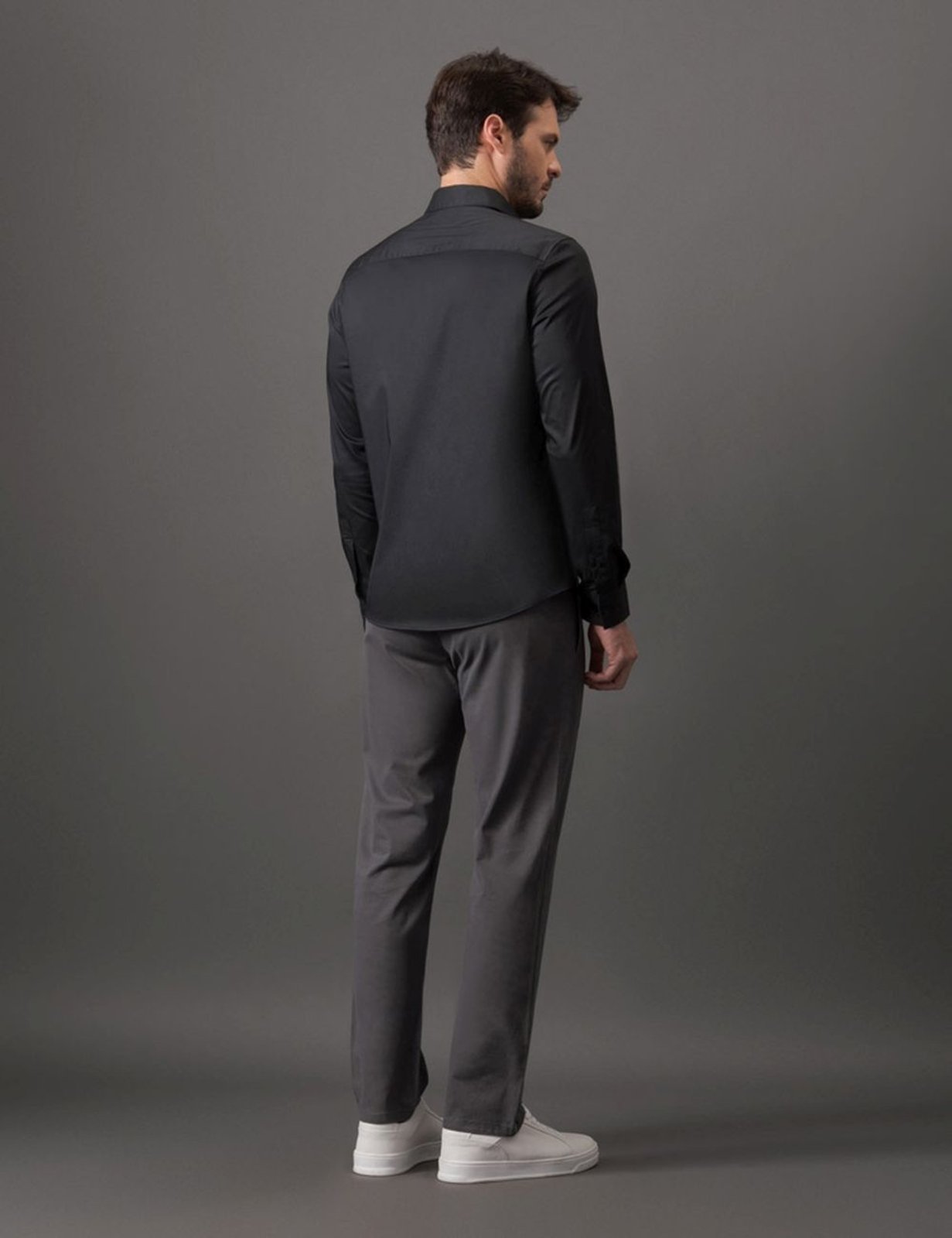 Vista 3 Camisa Masculina Manga Longa Slim Básica Calvin Klein Jeans preto Calvin Klein Jeans preto