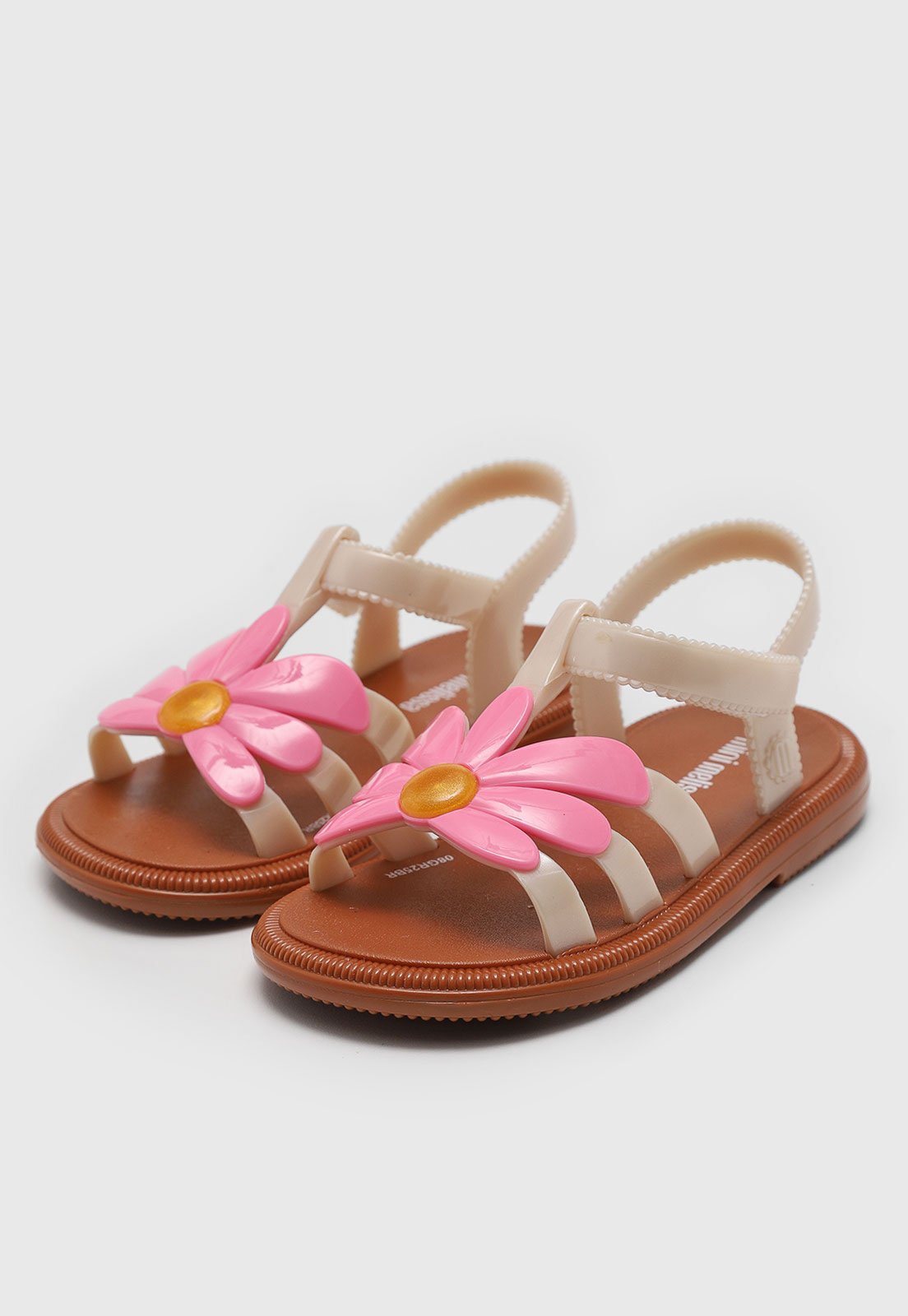 Vista 2 Infantil - Sandália Mini Melissa Hip Bloomy BB Bege e Rosa bege rosa Mini Melissa bege rosa