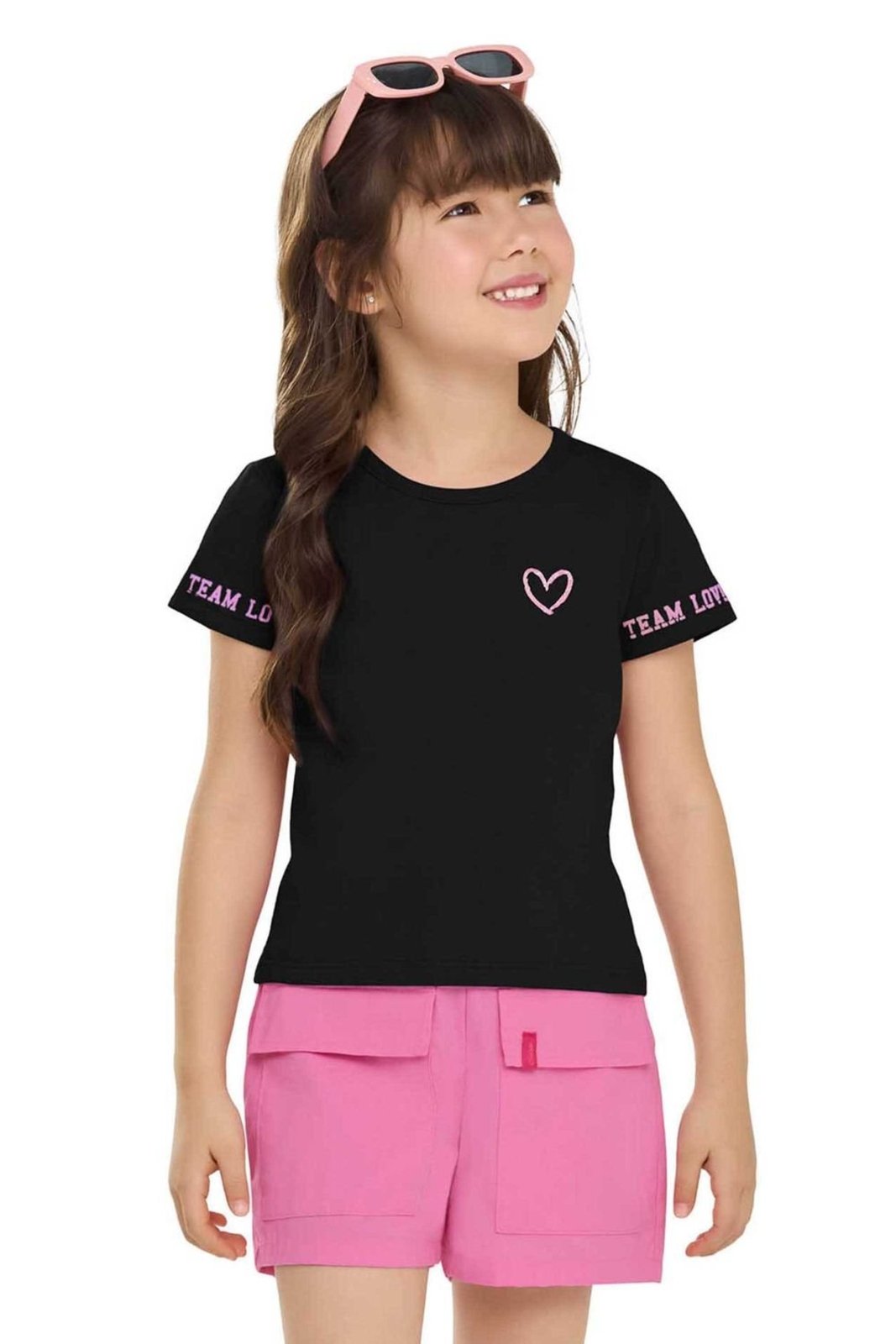 Infantil - Conjunto Menina Coração Brilho Elian Preto