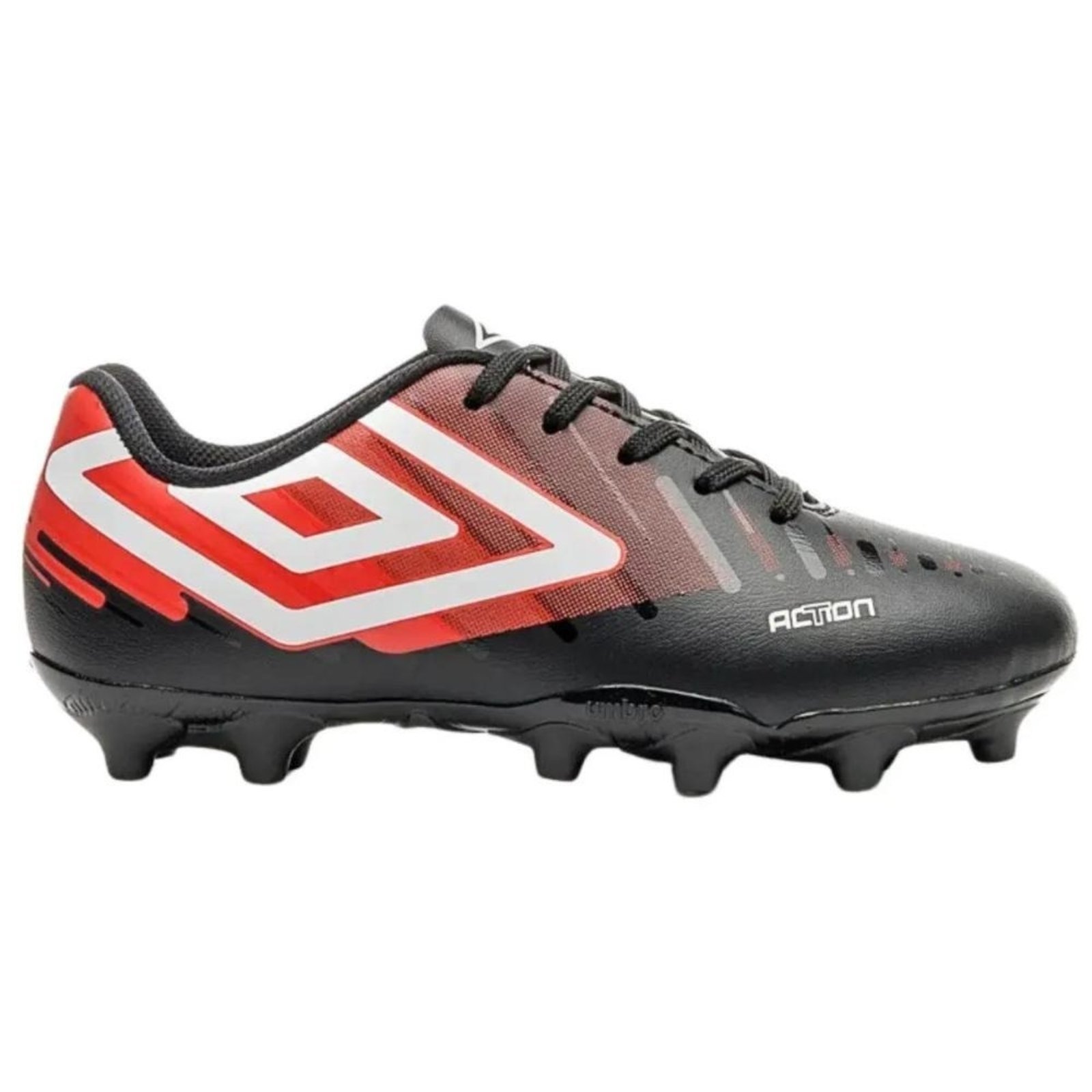 Vista 2 Chuteira Umbro Campo Action Vermelho Branco preto Umbro preto