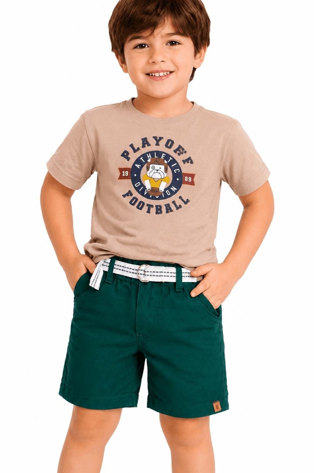 Infantil - Bermuda Menino Bulldog College Alphabeto Verde