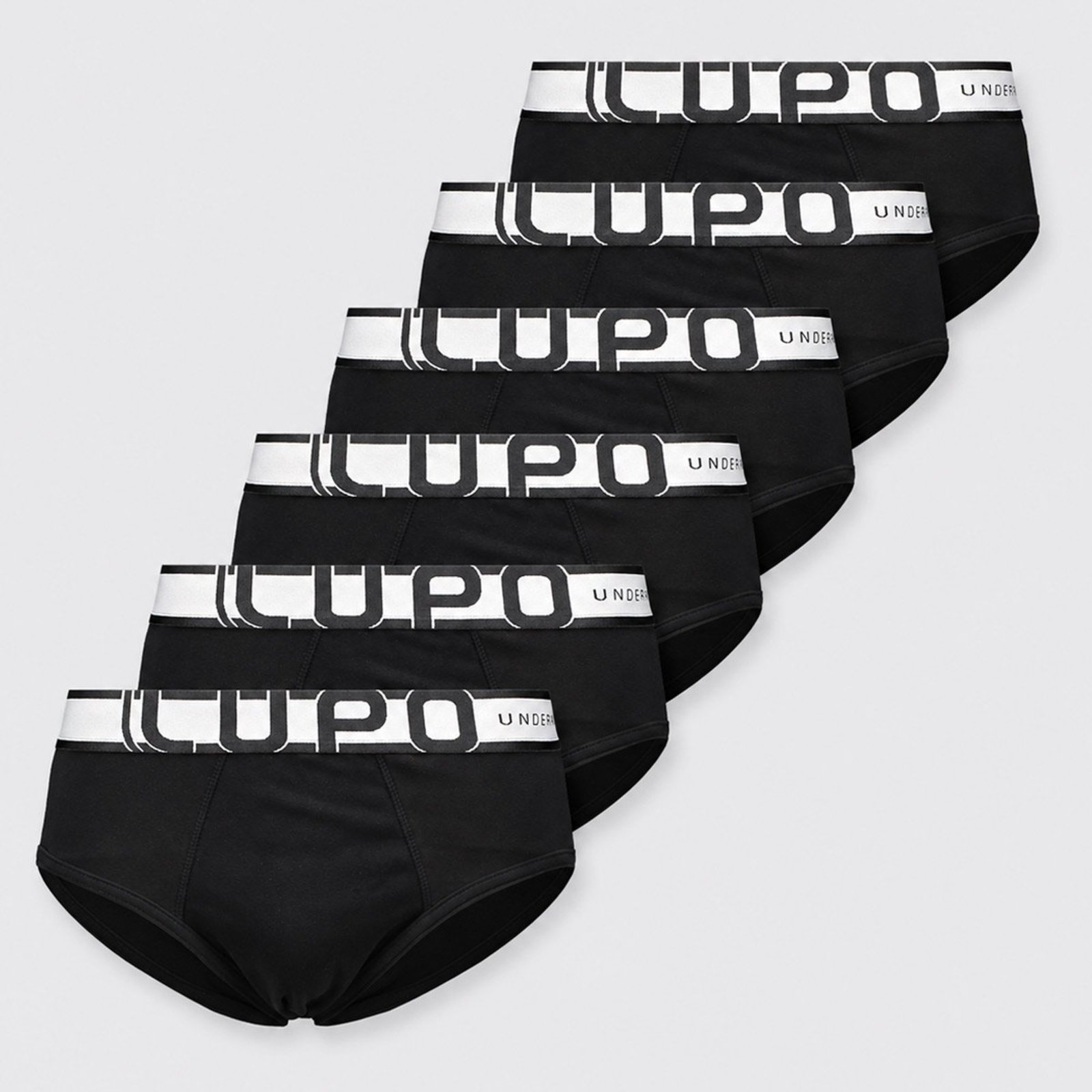 Kit 6 Cuecas Lupo Slip Algodão com Elastano Preta