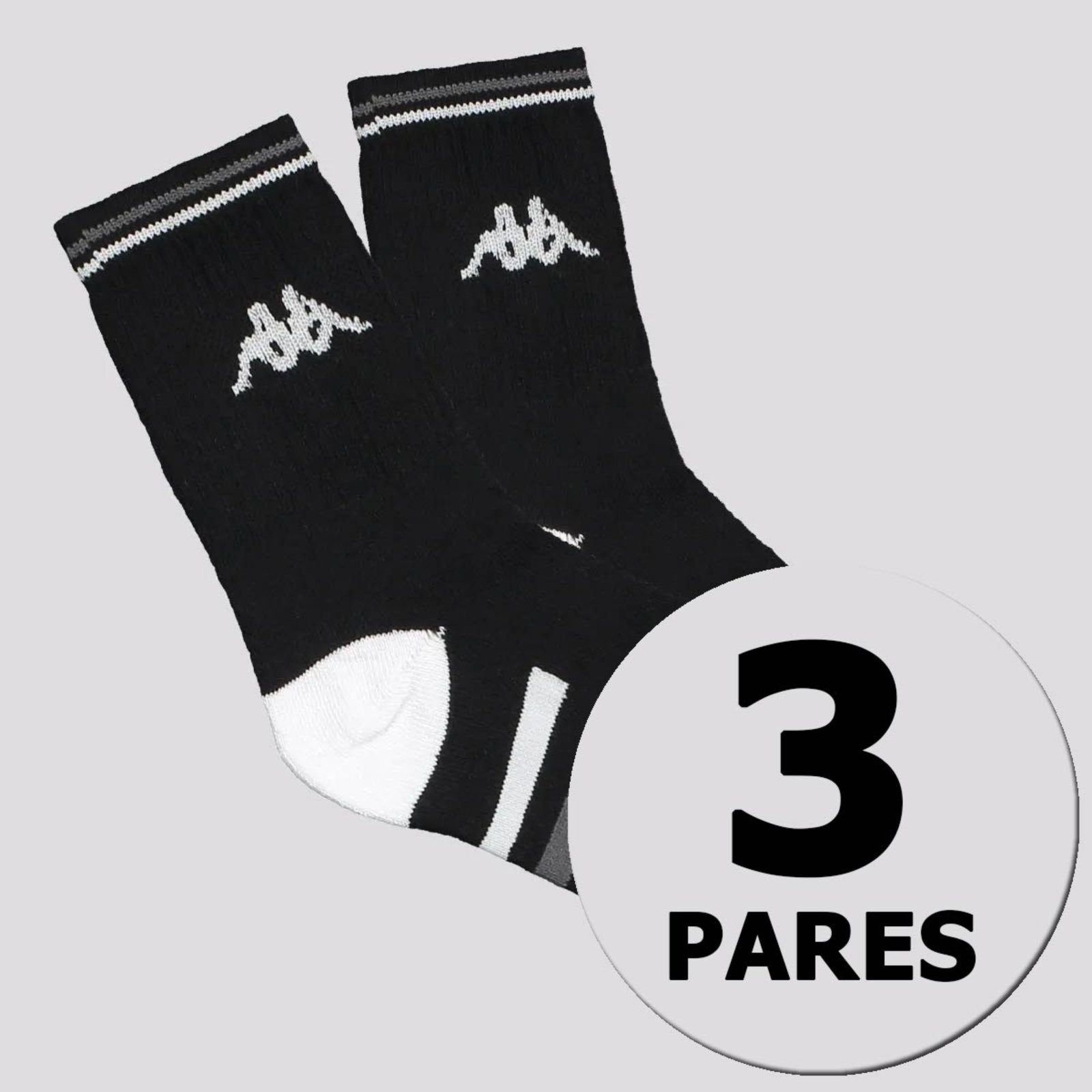 Kit Meia Kappa 3 Pares Comfort Cano Médio Preta