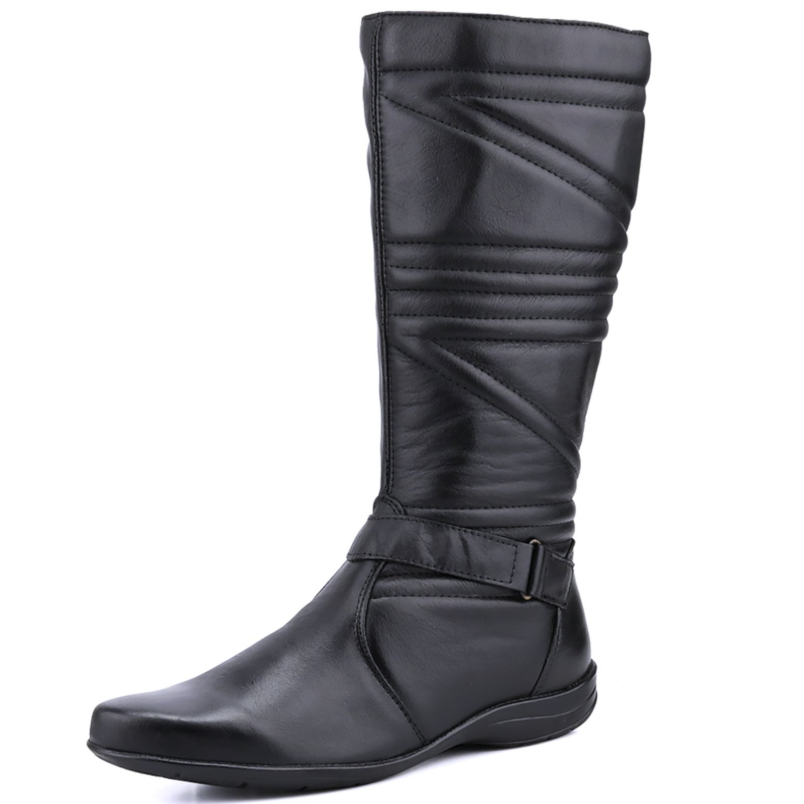 Bota Rasteira Mr. Gutt Cano Longo Couro Preta