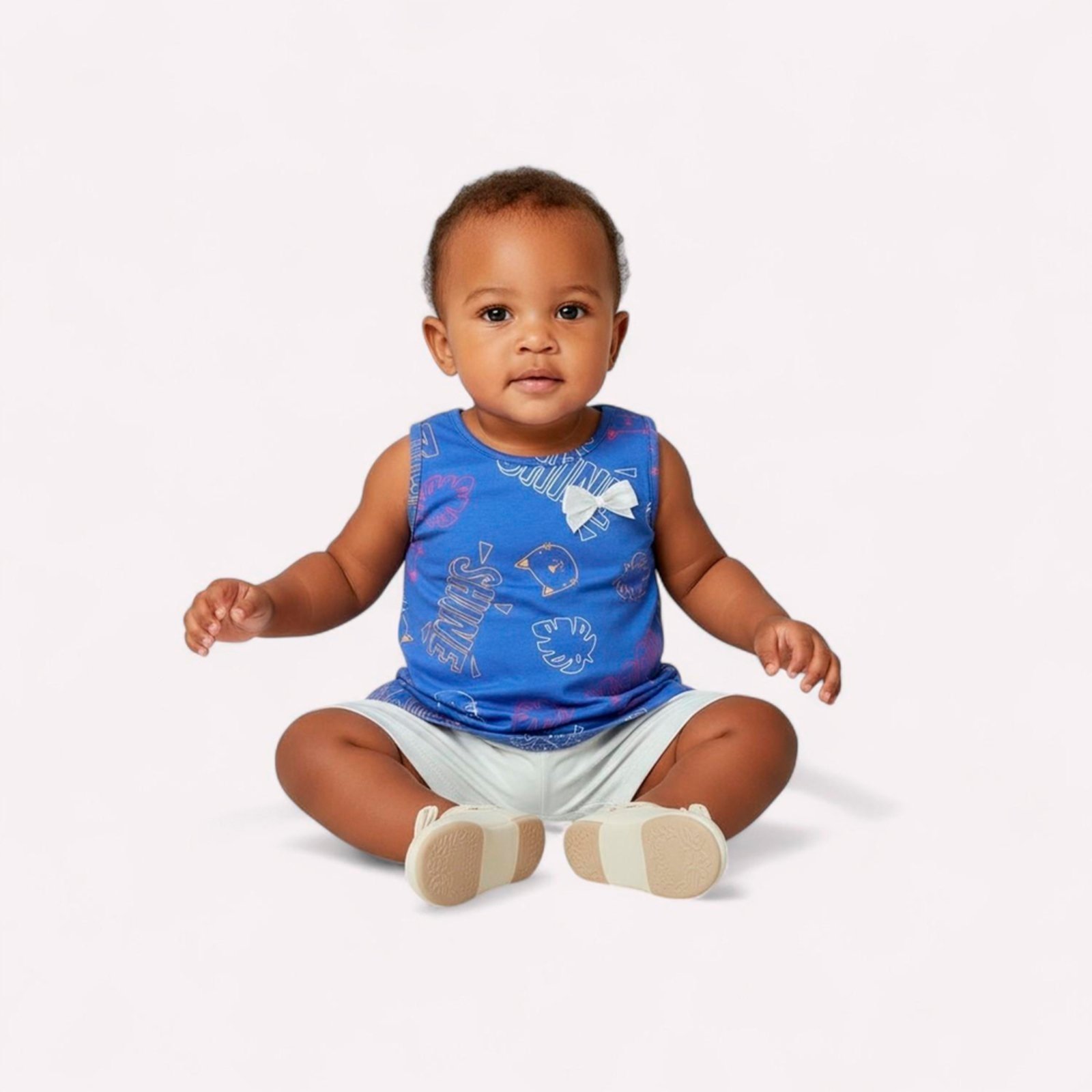Vista 2 Infantil - Conjunto Menina Gatinho Kyly azul Kyly azul