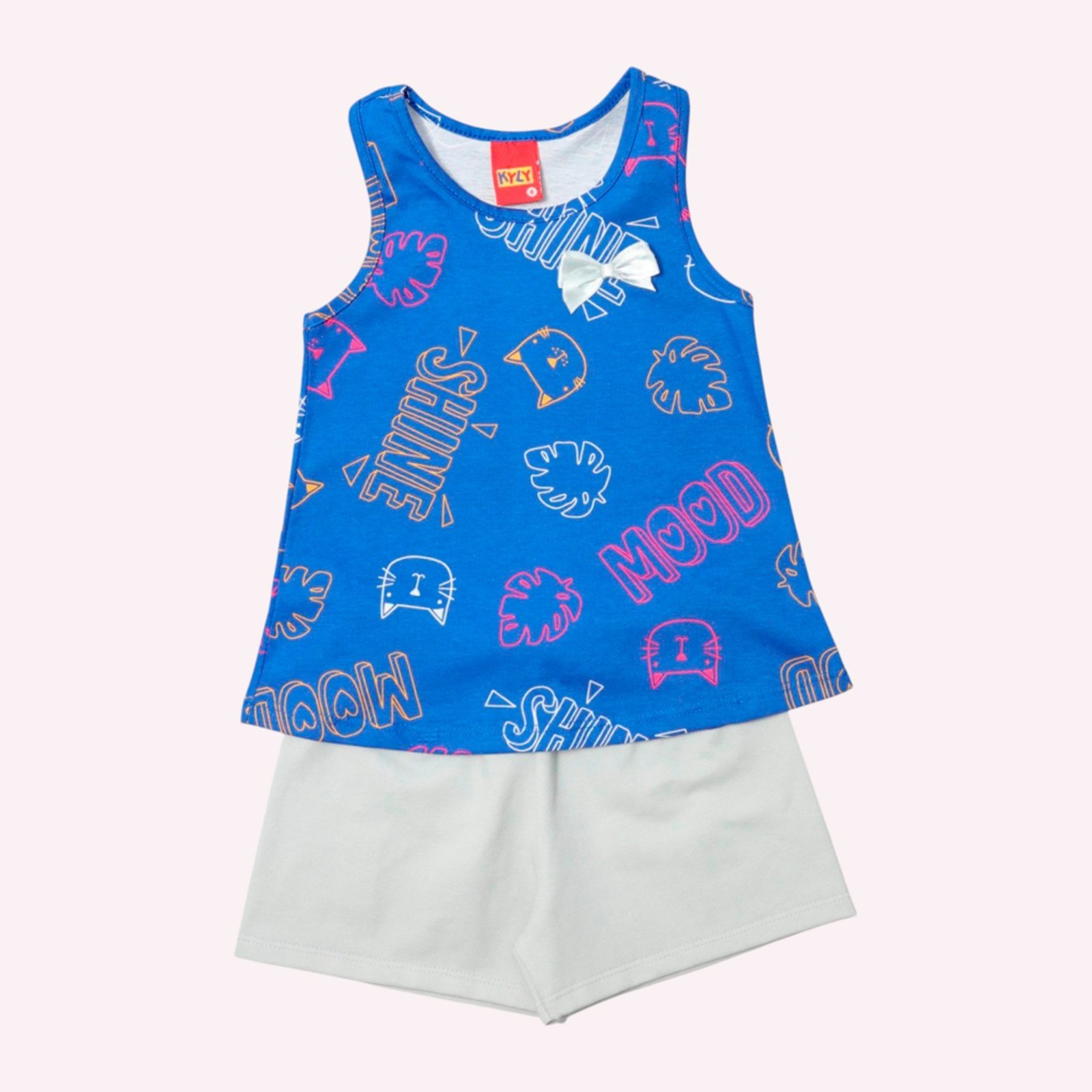 Vista 3 Infantil - Conjunto Menina Gatinho Kyly azul Kyly azul
