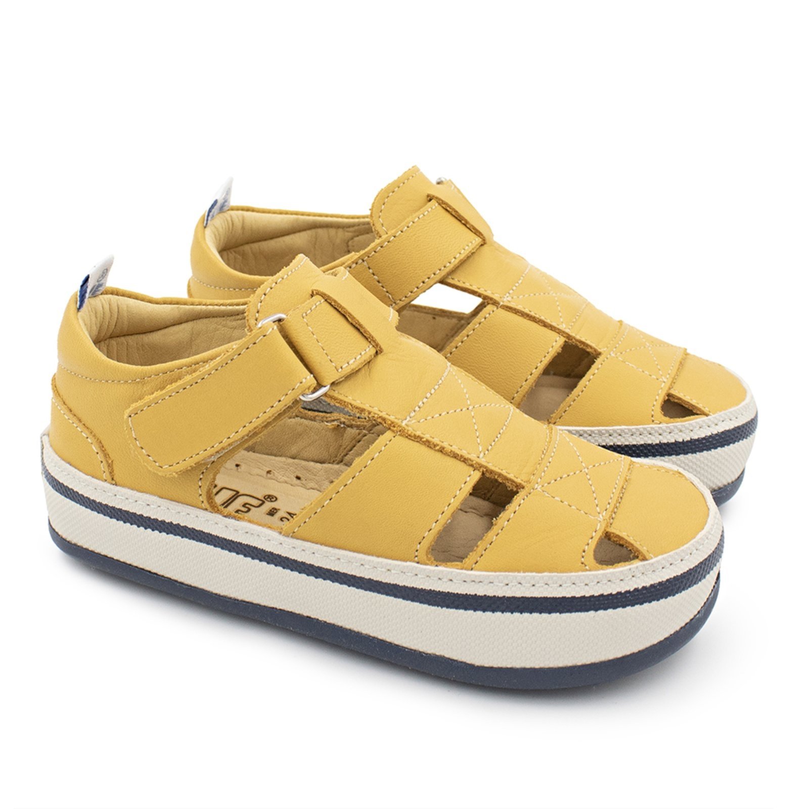 Vista 2 Infantil - Sandalia Menino Blue Caetano Couro Mostarda Blue Infantis amarelo blue Blue Infantis amarelo blue
