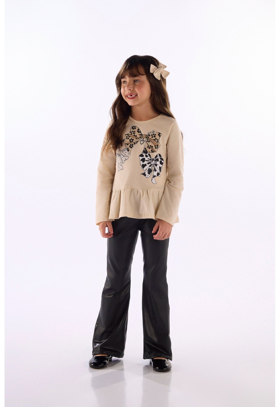 Infantil - Bata Algodão Estampa Laços Quimby Branco