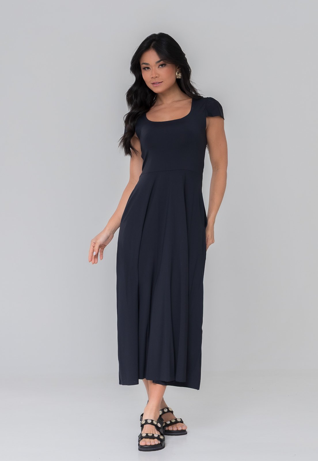 Vestido Aura Brenda Suplex Bolso Preto