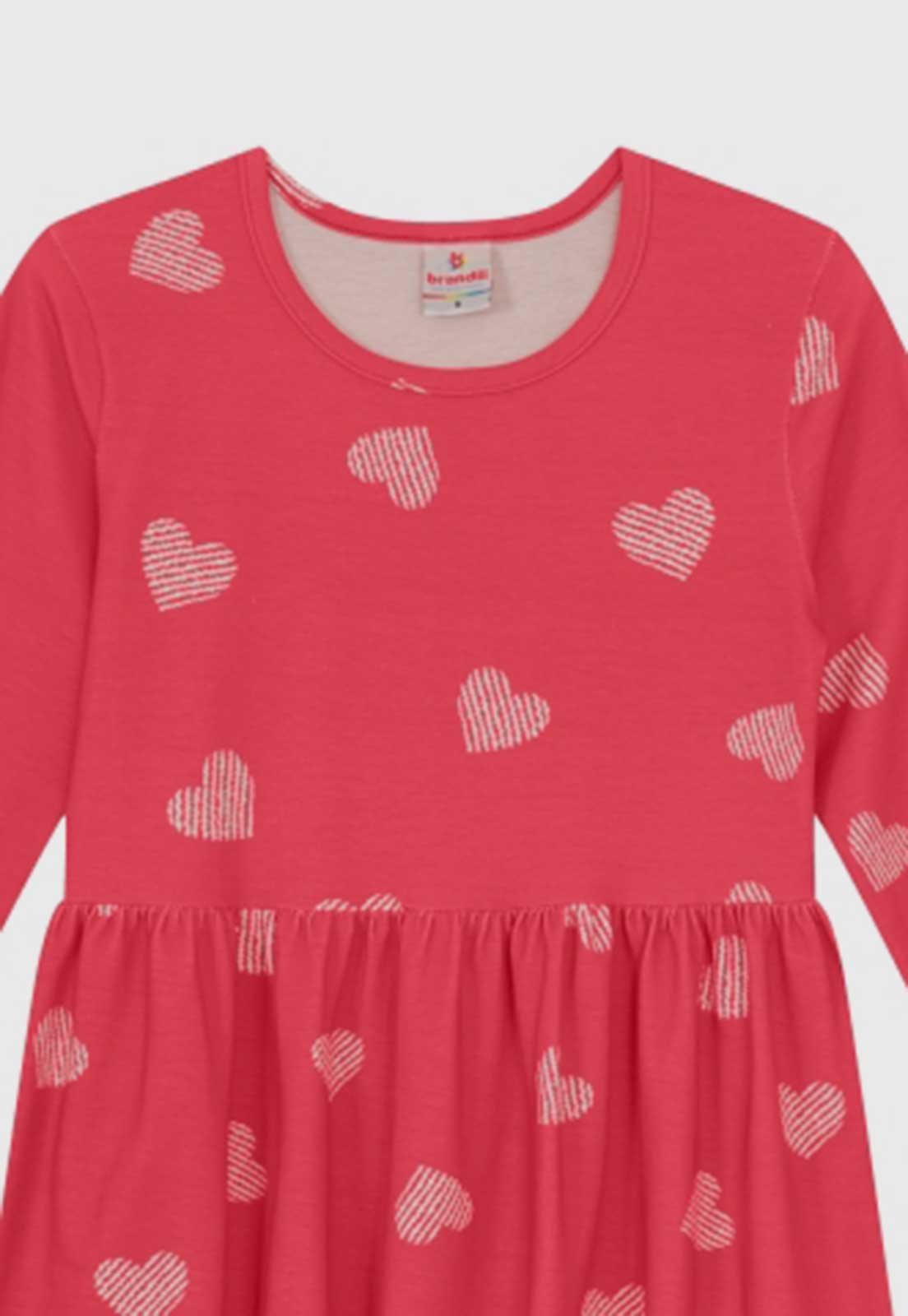 Vista 3 Infantil - Vestido Brandili Corações Brandili rosa