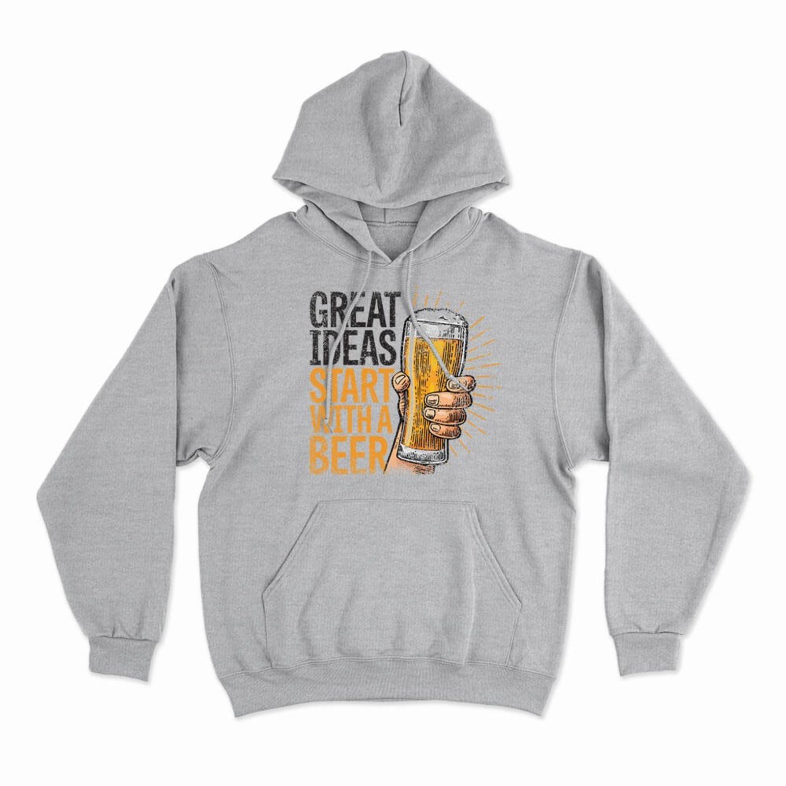 Moletom Com Capuz Ideas With A Beer - Mescla Cinza - Casual - Studio Geek