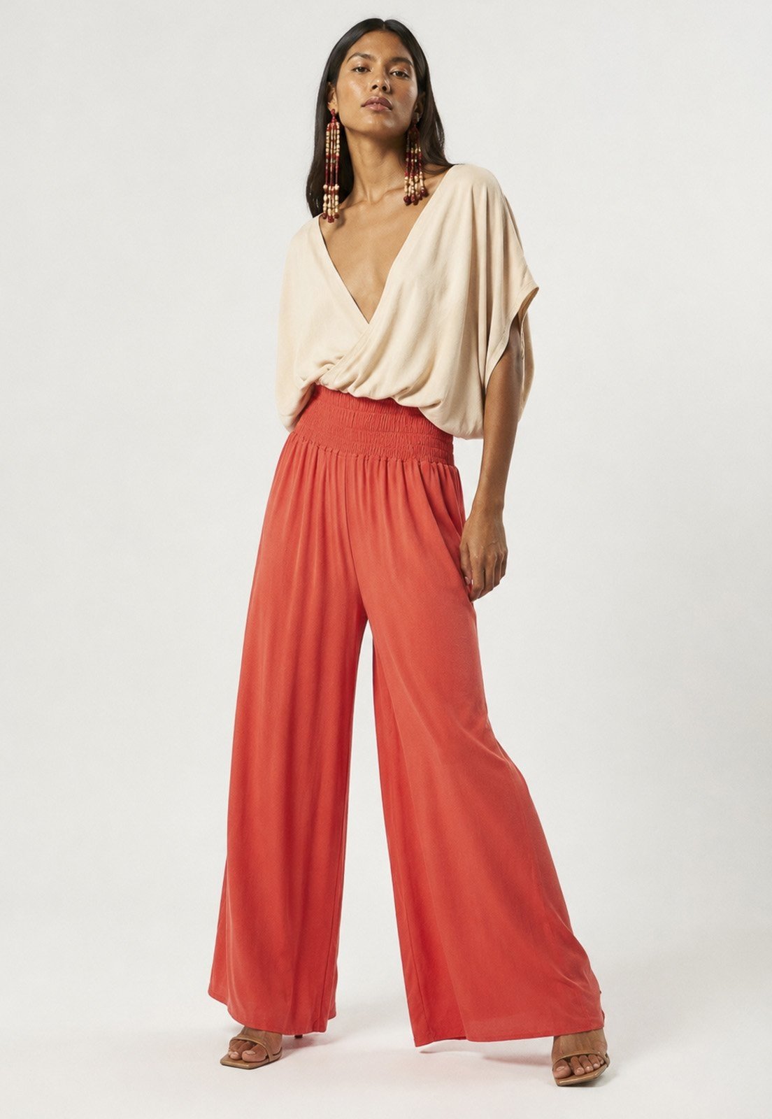 Calça Amazonia Vital Pantalona Elastic Embaú Coral do Xingu