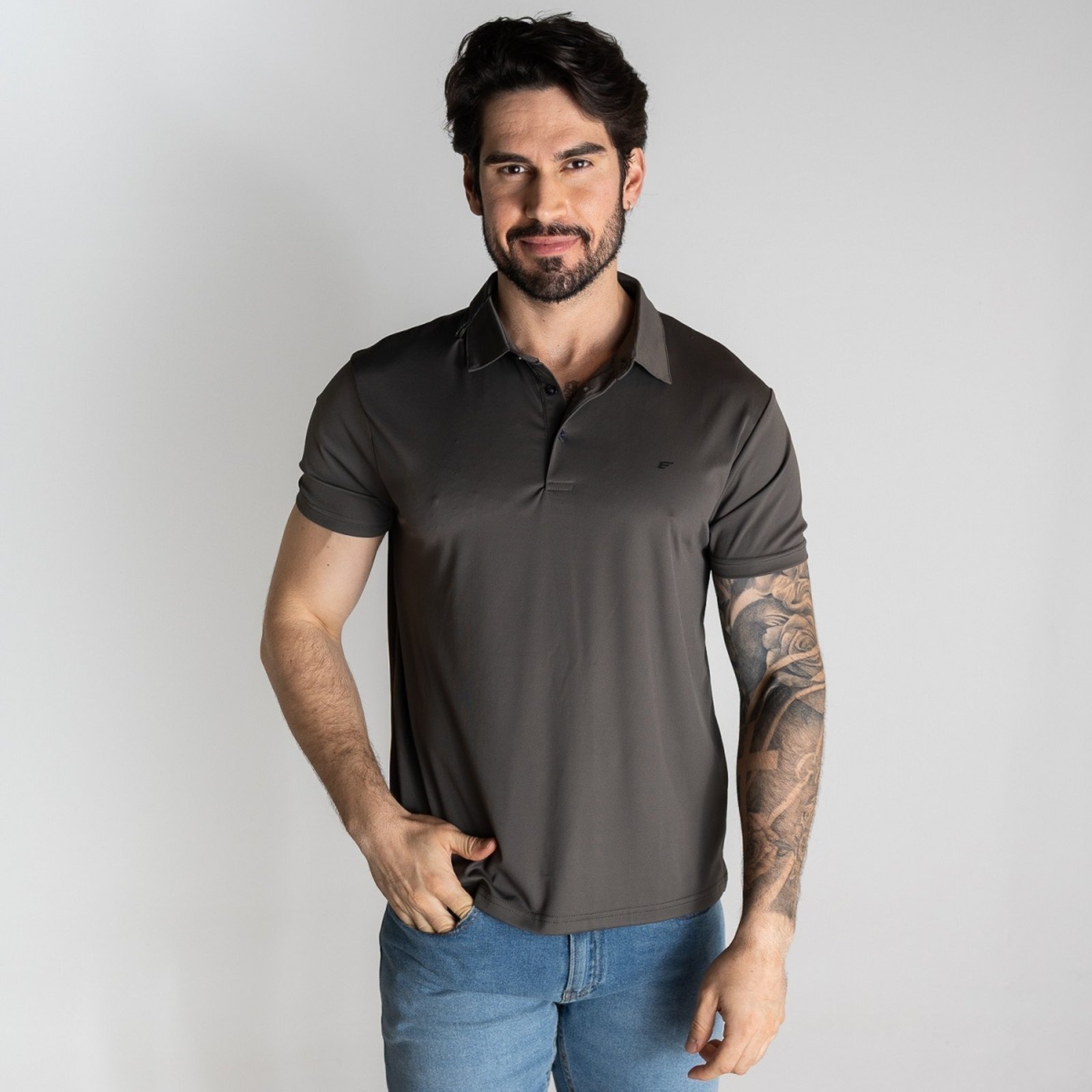 Camisa Polo Ellus Ellen Classic Chumbo
