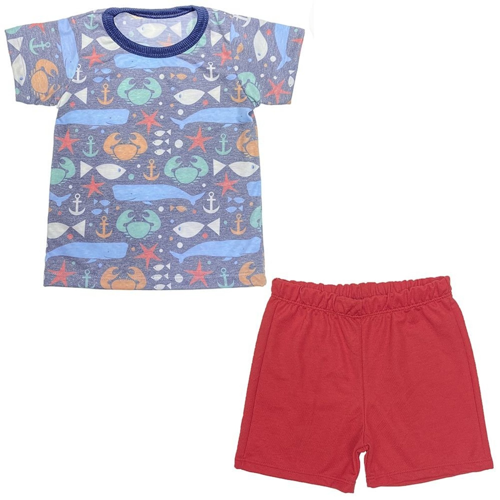 Pijama Look Jeans Curto Fundo do Mar
