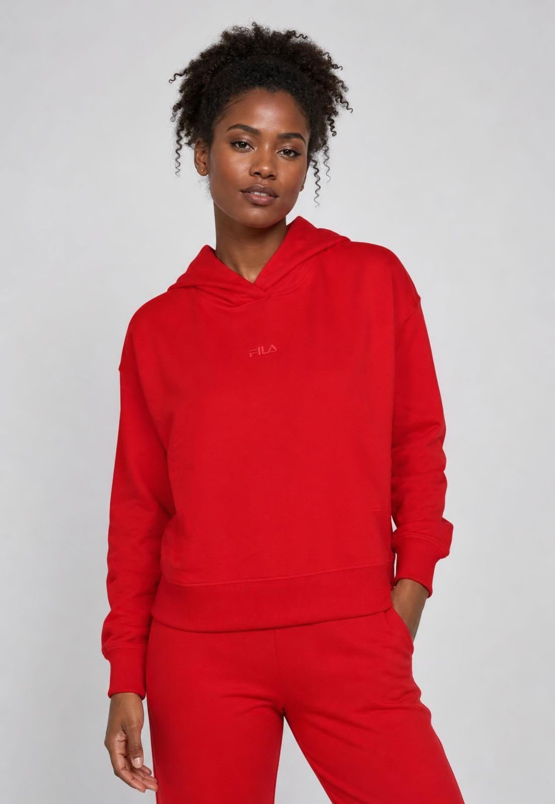 Blusa de Moletom Fechada Feminina Fila Basic Classic Vermelha