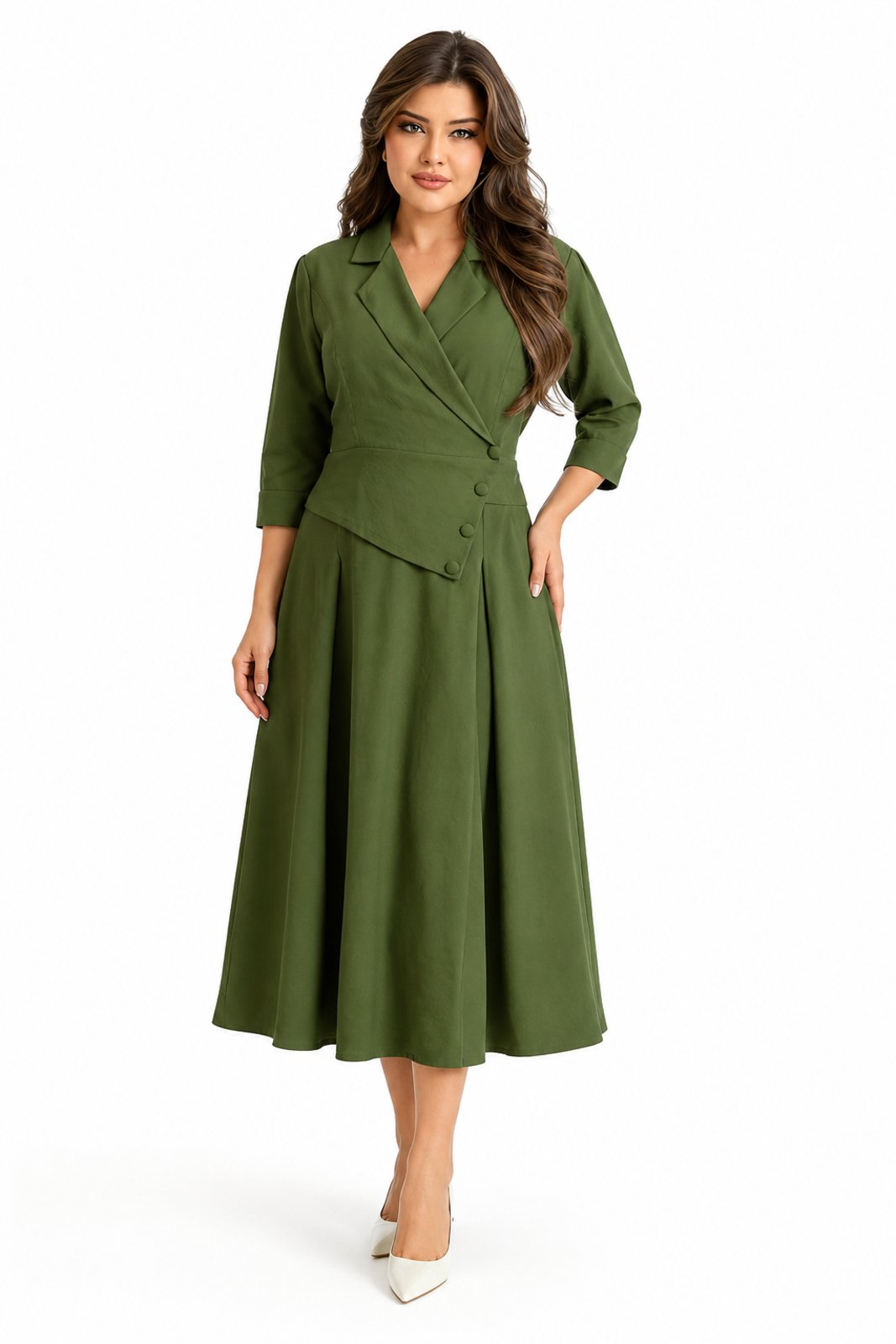 Vestido Midi Transpassado D Bell Outlet Fashion Verde