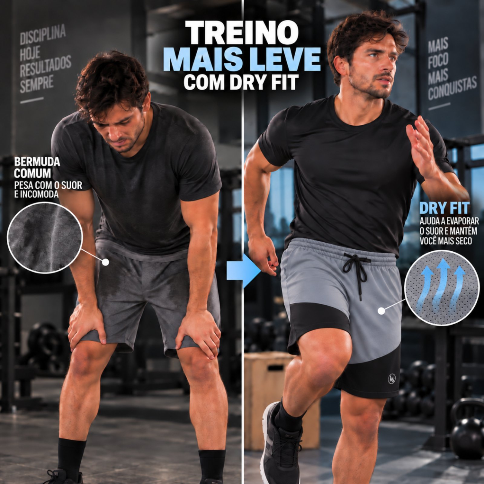 Bermuda Dry Fit Premium KS Treino Conforto Academia Cross