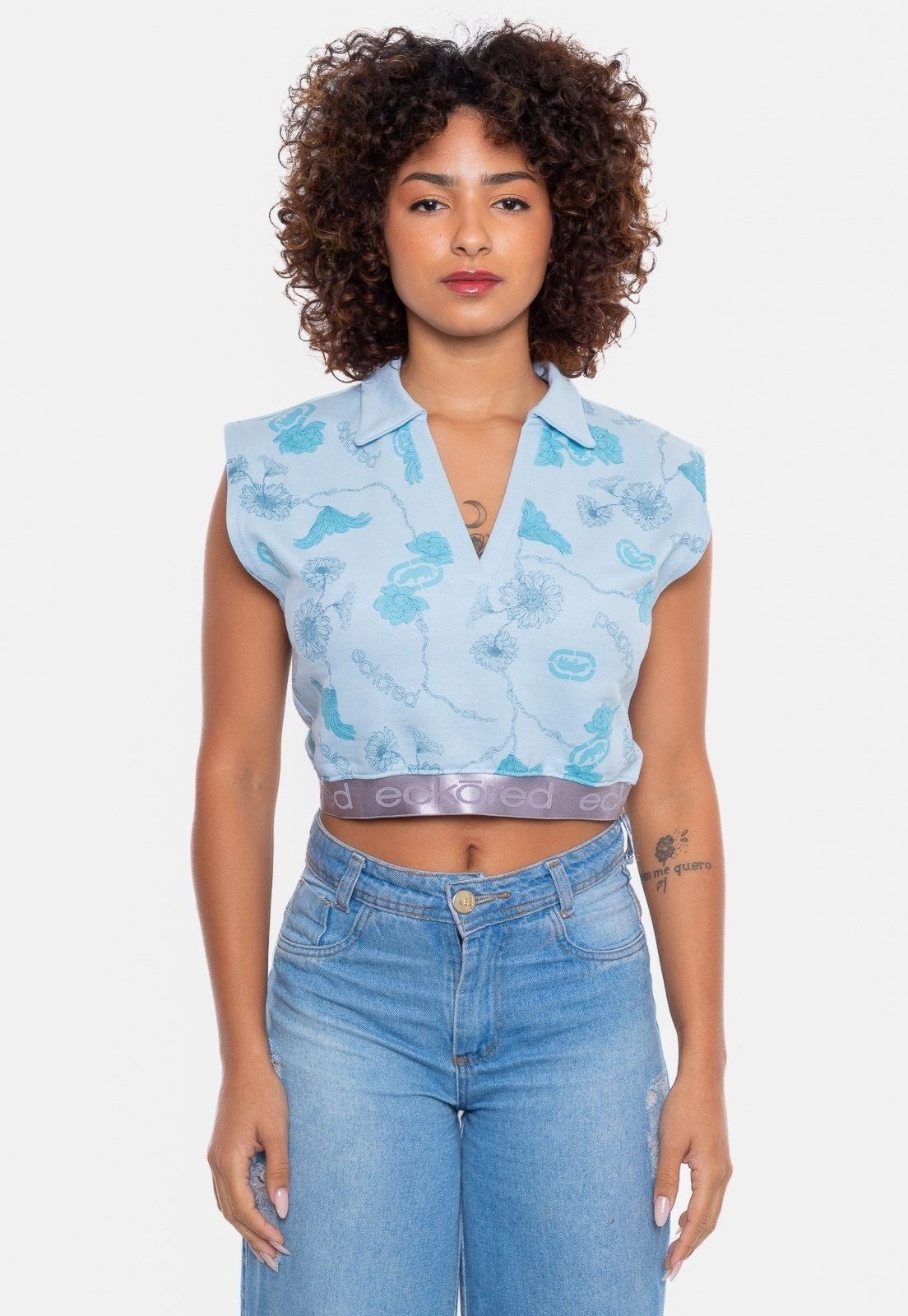 Camisa Polo Ecko Feminina Chave Azul
