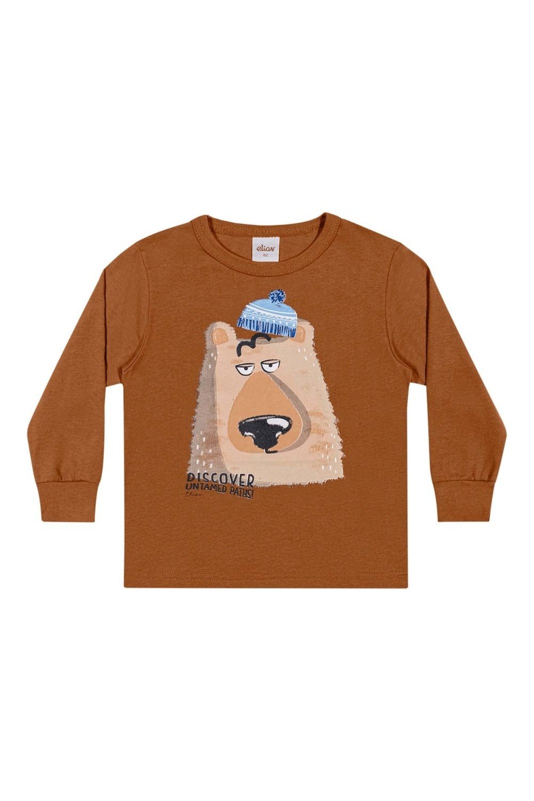 Infantil - Camiseta Manga Longa Menino Urso Elian Marrom