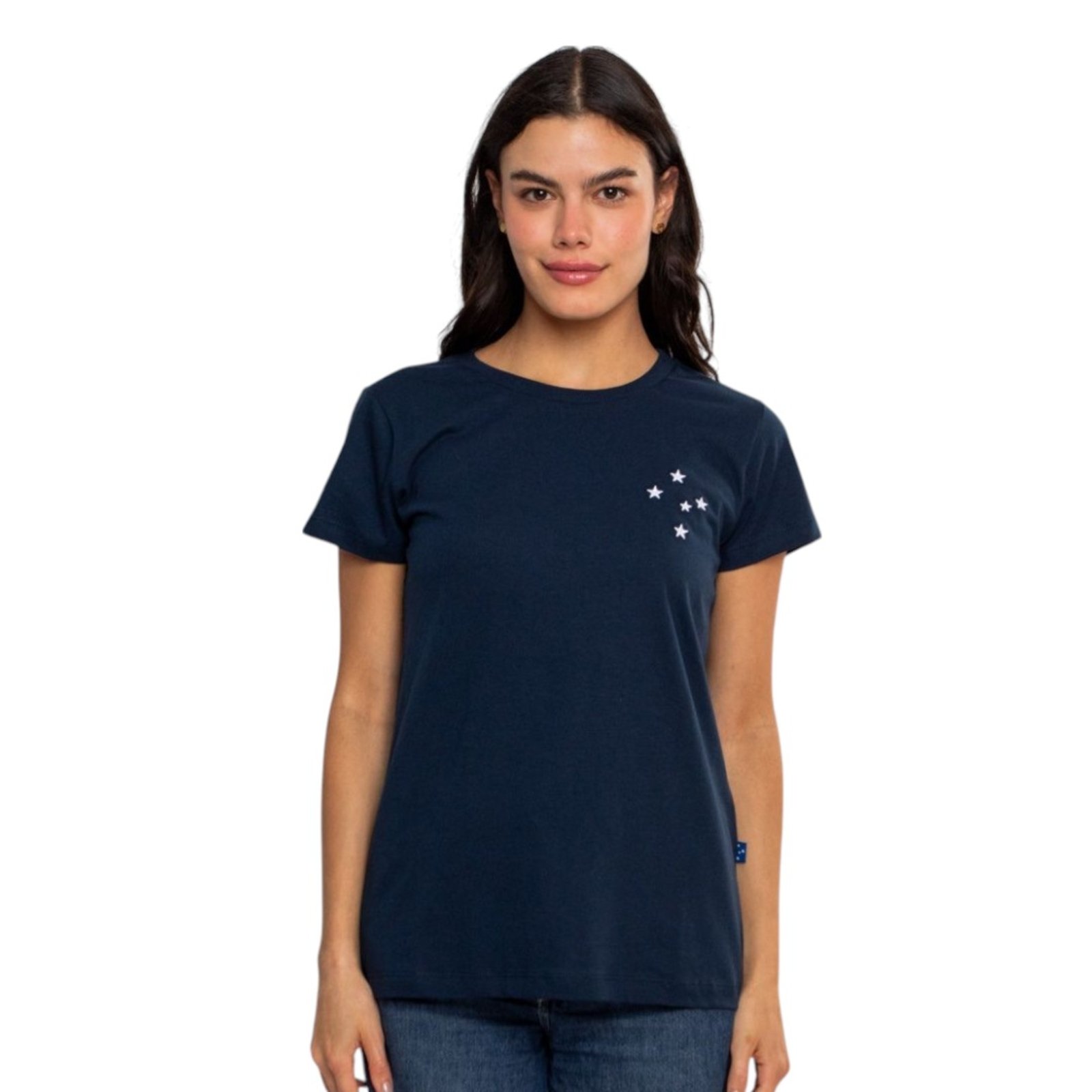 Camiseta Baby Look Oficial Cruzeiro Classic Algodão Azul Escuro