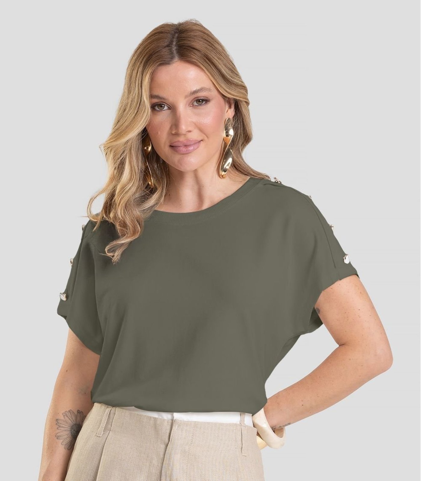 Blusa Feminina Com Botões Dianna Verde