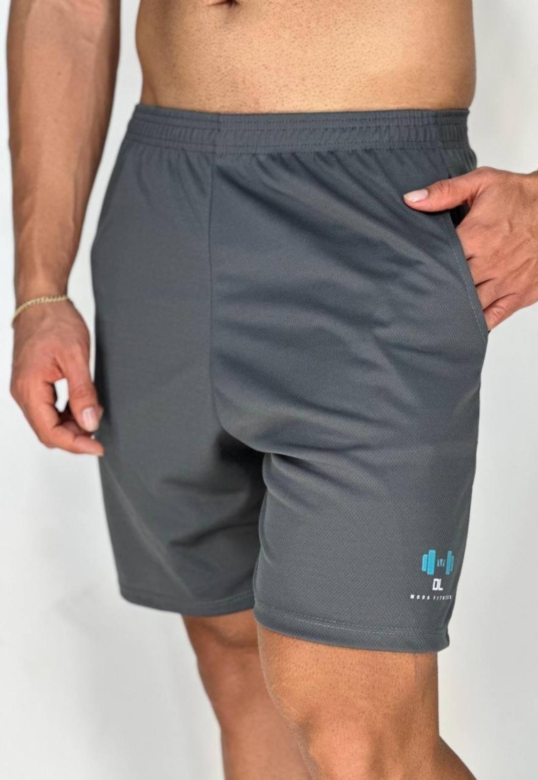 Bermuda Masculina Shorts Premium Dry Fit 100% Poliamida Cinza