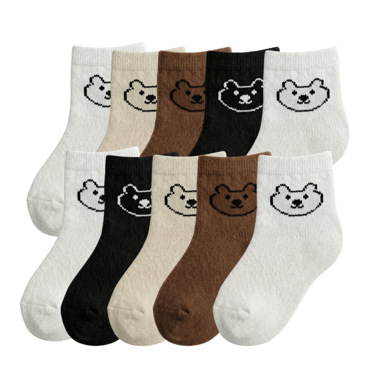 Vista 3 Kit 10 Pares Meias Urso Algodão Premium Confortável Sortido QLC SPORT multicolorido QLC SPORT multicolorido