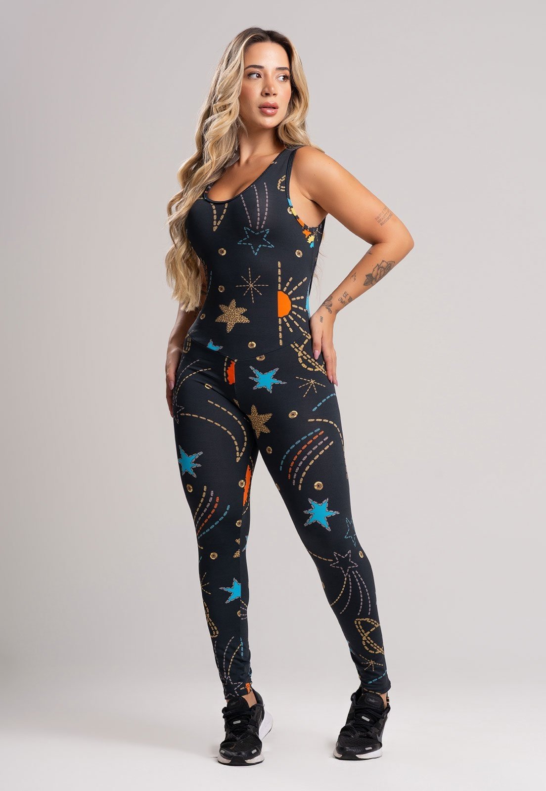 Macacão MVB Modas Longo Suplex Fitness Estampado Cosmic
