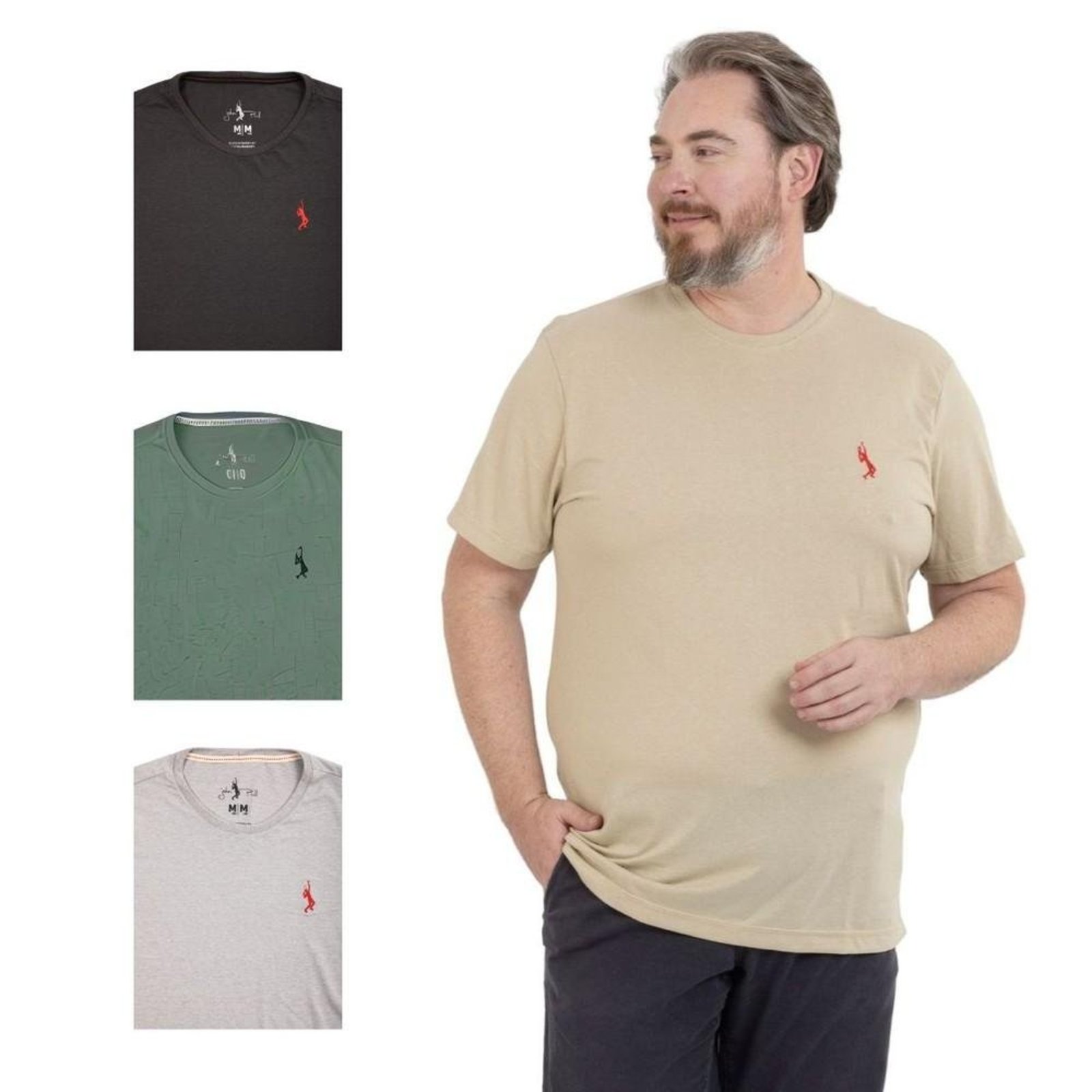 Kit 4 Camiseta Plus Size Básica Casual Masculina Confortável