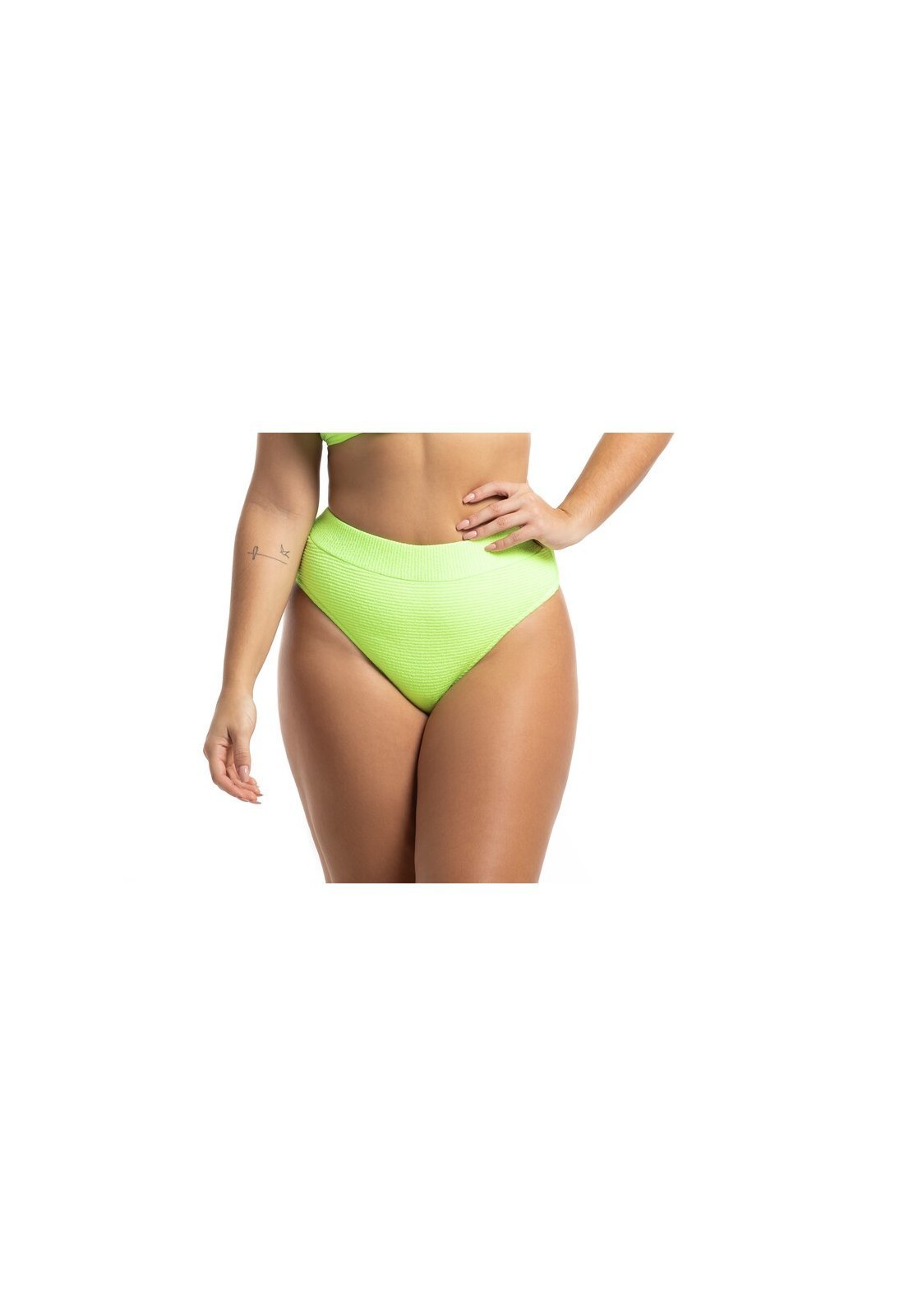 Calcinha de Biquíni Sunquíni Avulsa em Textura Anarruga Verde Neon