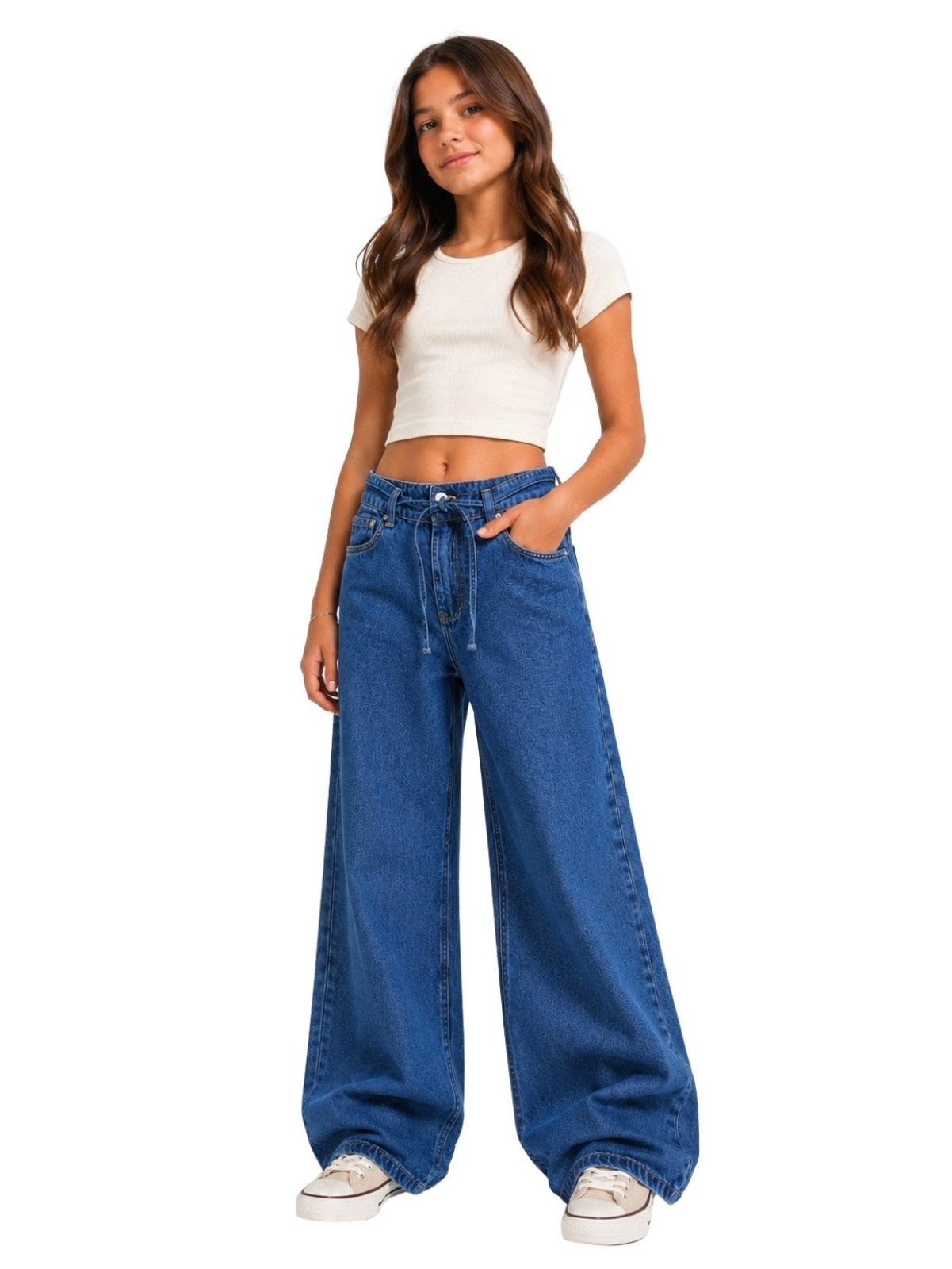 Infantil - Calça Jeans Super Wide Leg Crawling Juvenil Feminina