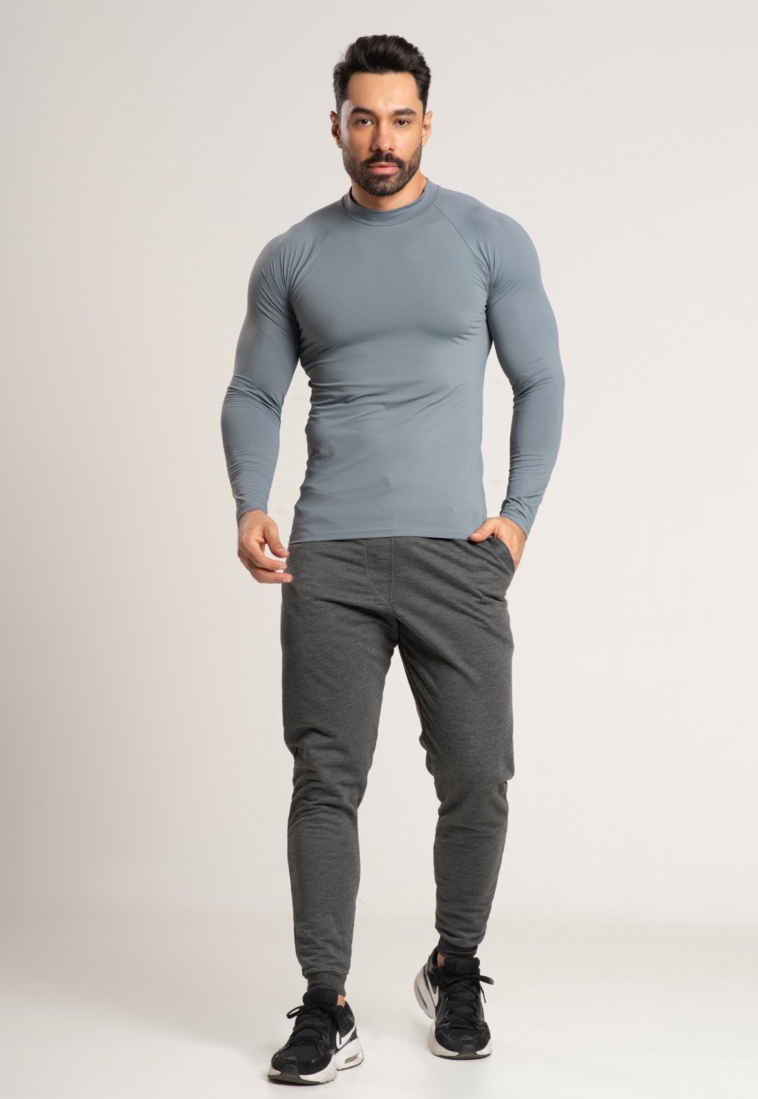 Calça Moletinho Vekyo Masculina Jogger Com Bolso Cinza Escuro