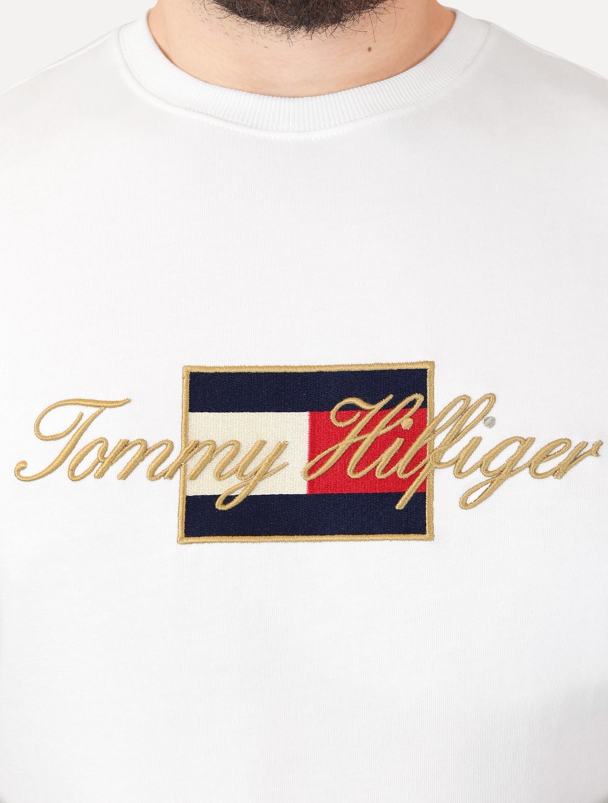 Vista 3 Camiseta Tommy Hilfiger Masculina Icon Gold Branca branco gold Tommy Hilfiger branco gold
