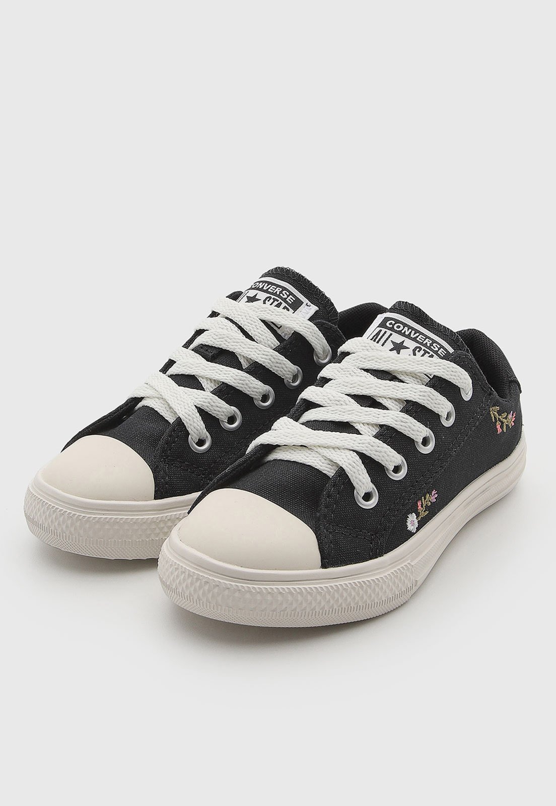 Infantil - Tênis Converse Bordado Floral Preto