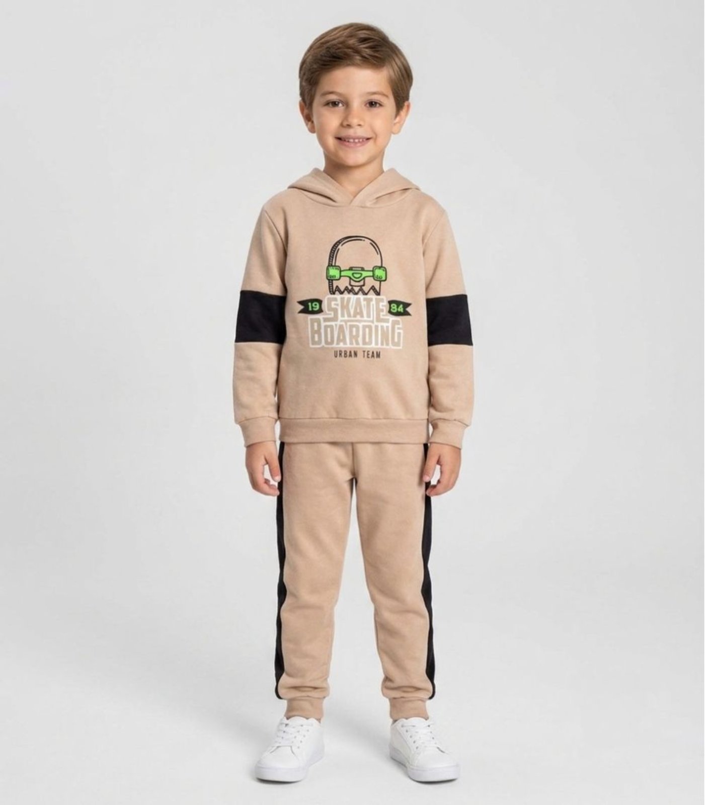Infantil - Conjunto Moletom Menino Blusão E Calça Select Bege