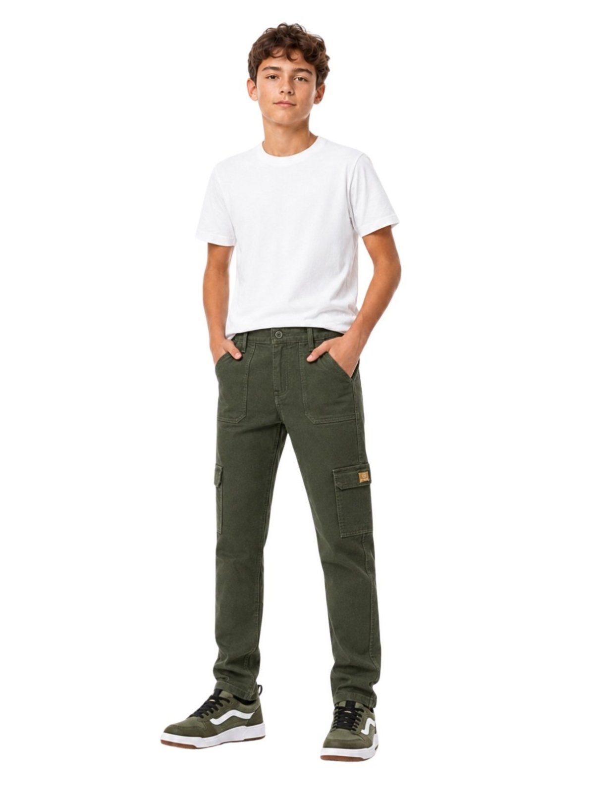 Infantil - Calça Sarja Crawling Cargo Juvenil Masculina Verde