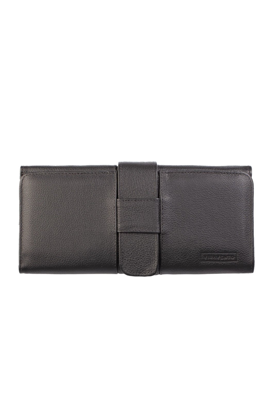 Carteira Grande Vira Vento Leva Tudo Unissex De Couro Floater 11x22cm – Preta