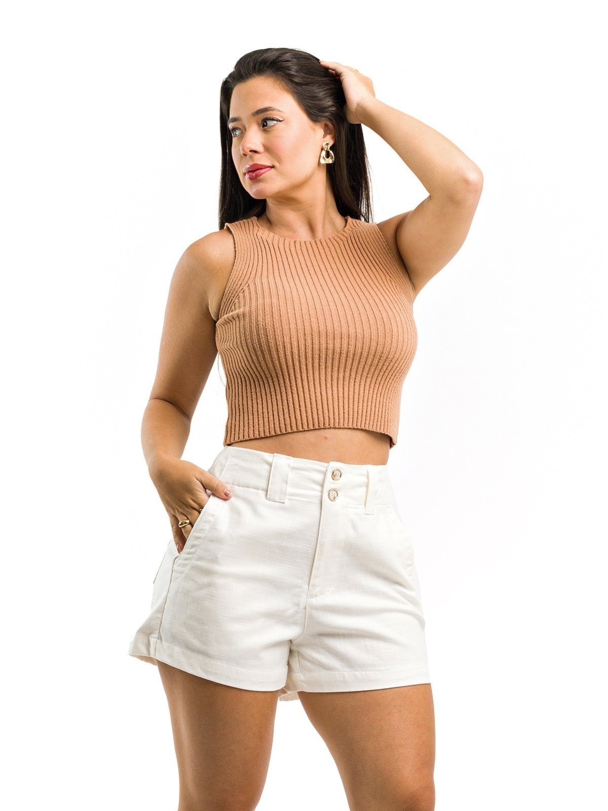 Short Restrito Jeans Alfaiataria Social Premium – Branco