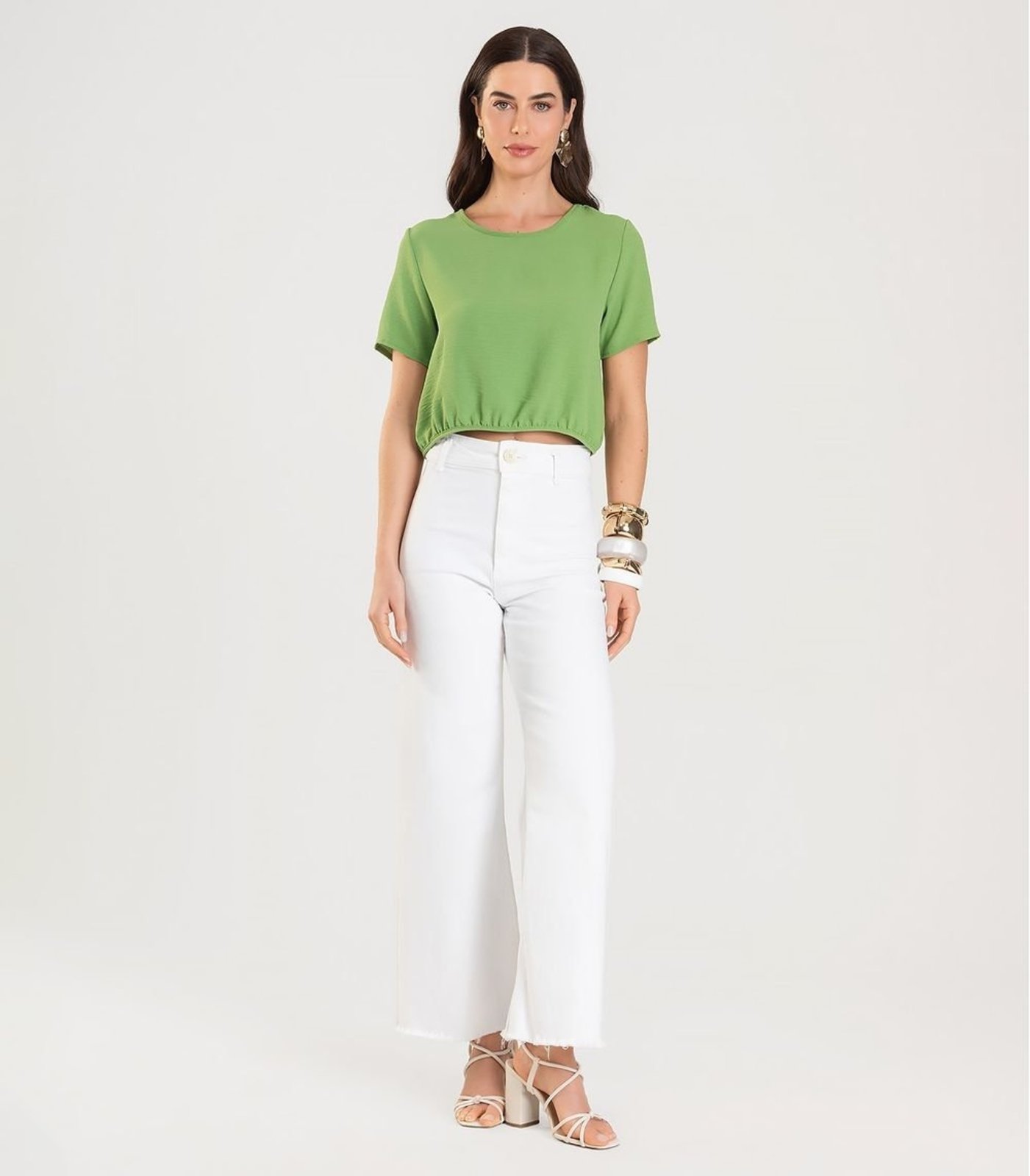 Blusa Feminina Manga Curta Infinita Cor Verde