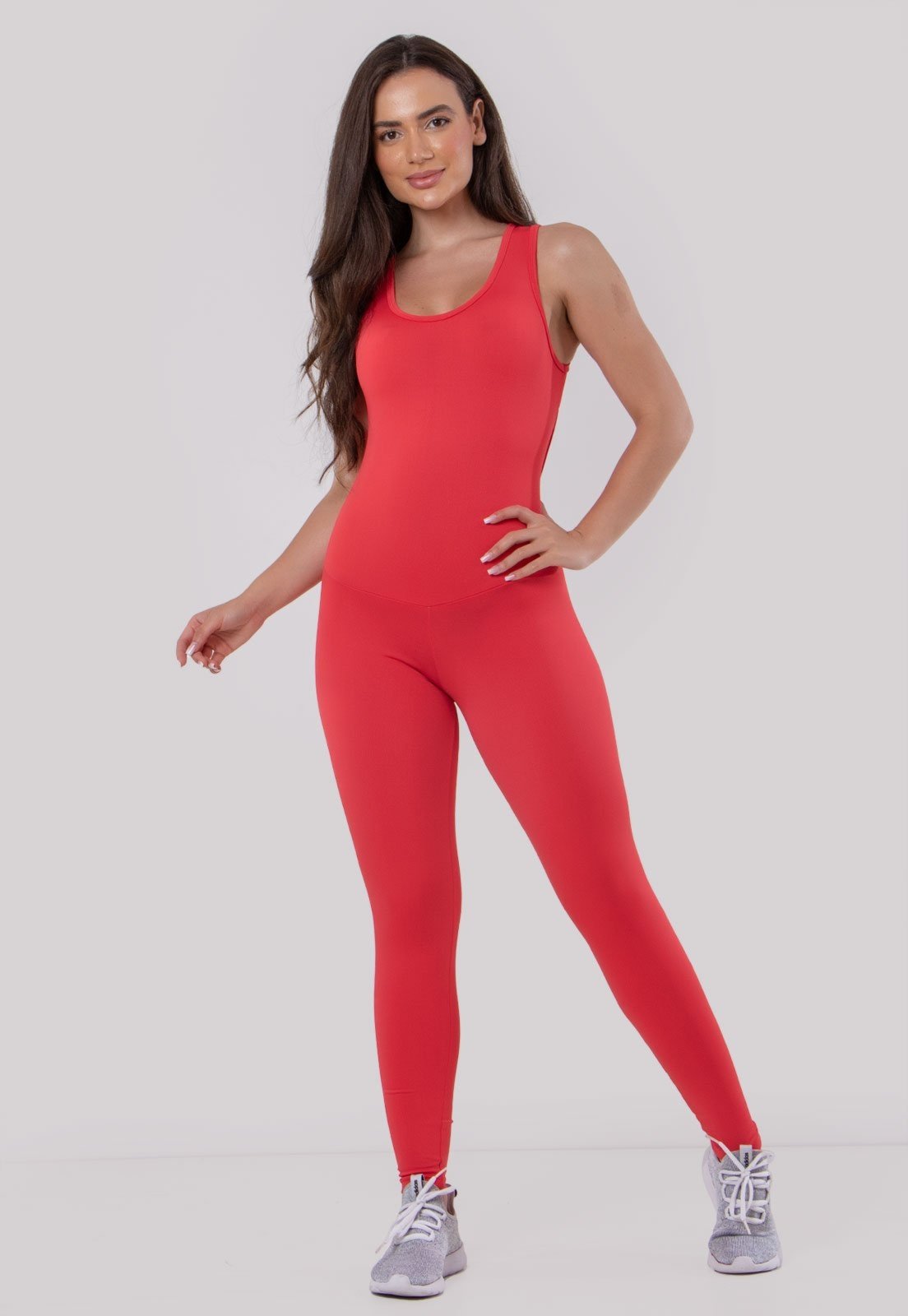 Macacão Carol 4 Estações Costas Sem Bojo Vermelho
