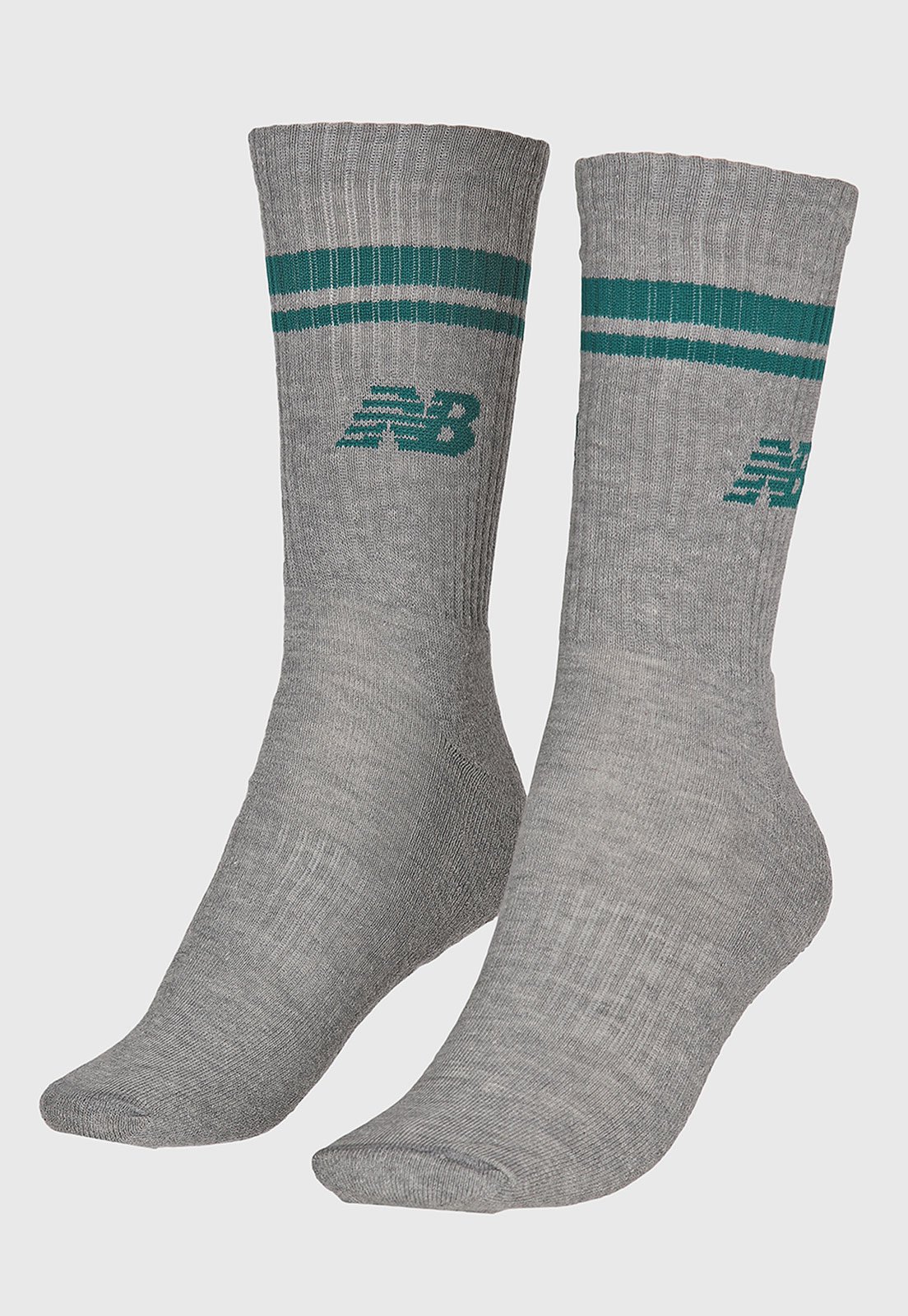 Meia Cano Alto New Balance Listrada Cinza