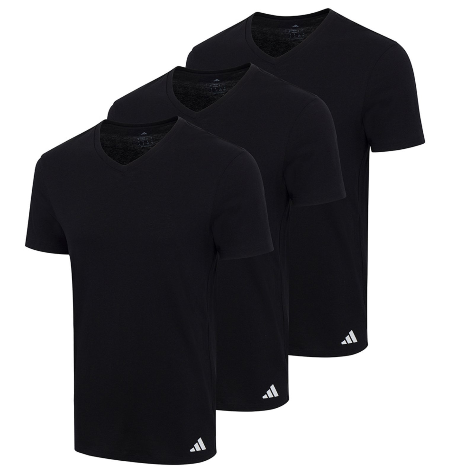 Kit com 3 Camisetas Gola V adidas Underwear Preto