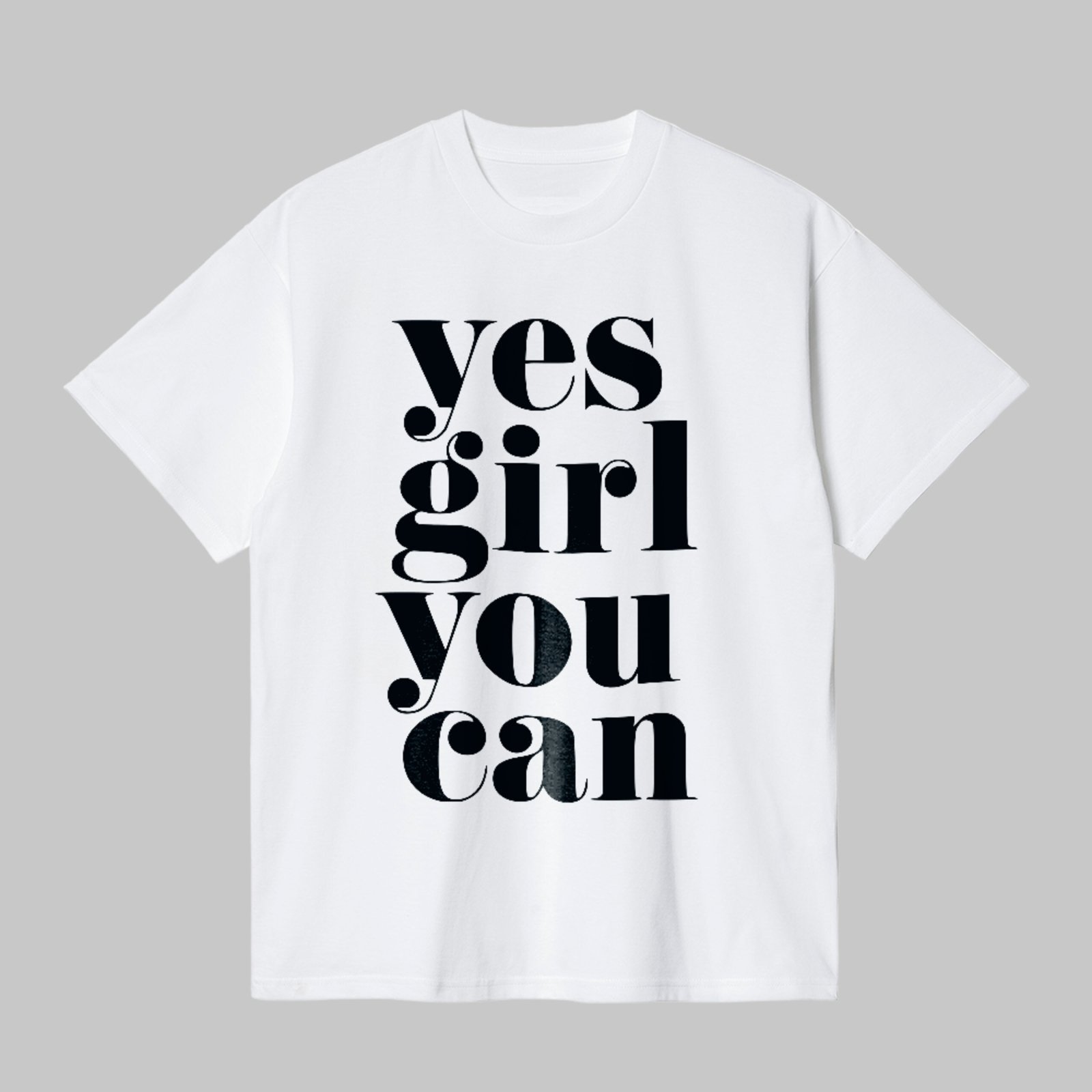 Camiseta Básica Yes Girl You Can Lettering Trend Style Branco