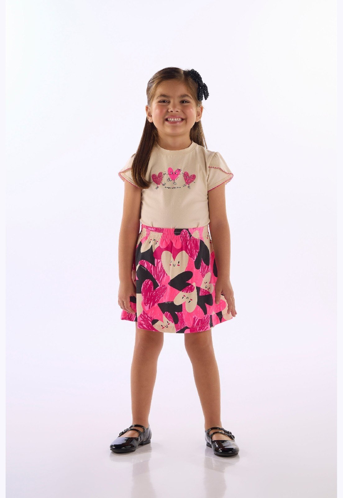 Infantil - Conjunto Blusa Saia Short Up Baby Bege