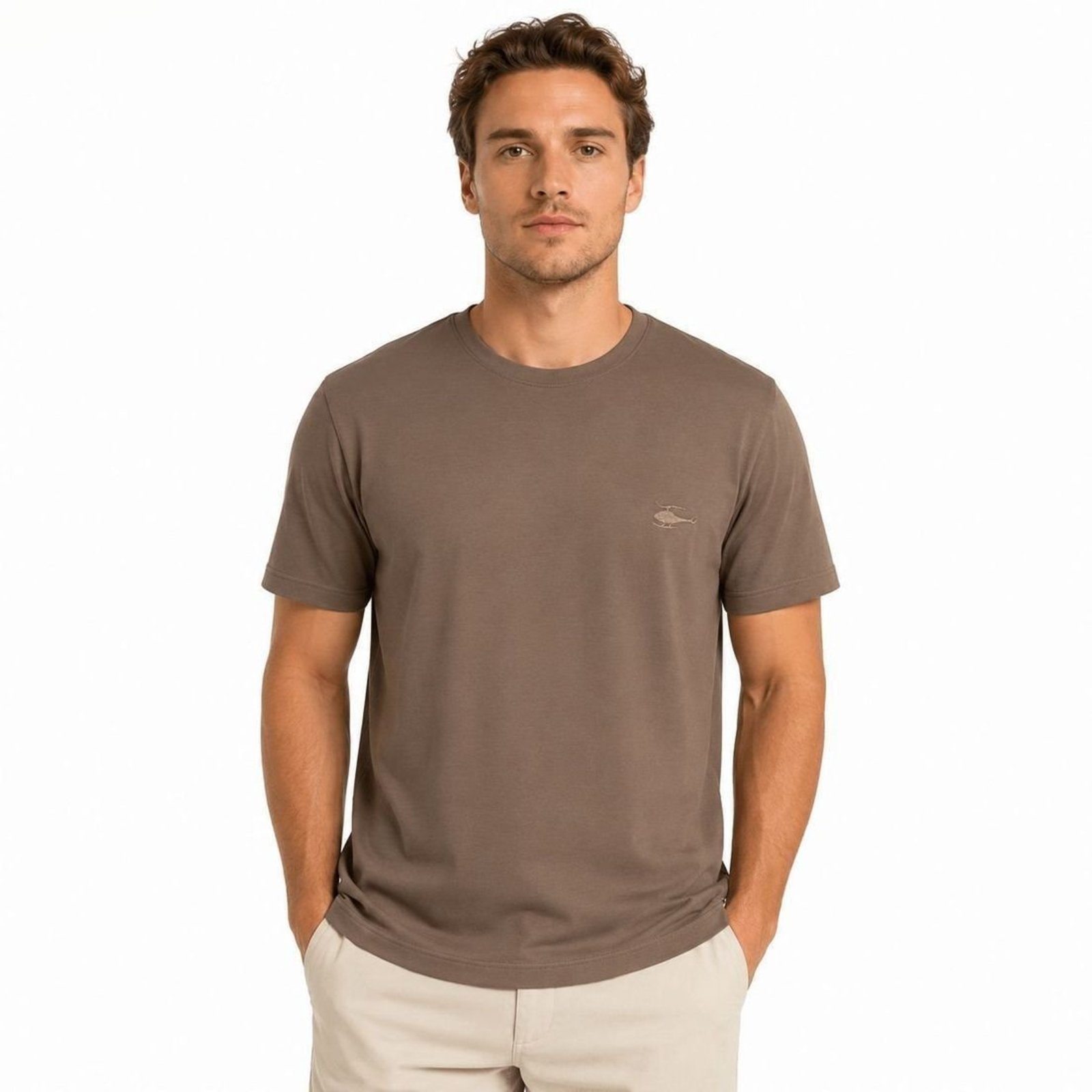 Camiseta Masculina Sallo Slim Fit Mocca 1157 - Bege - Sallo