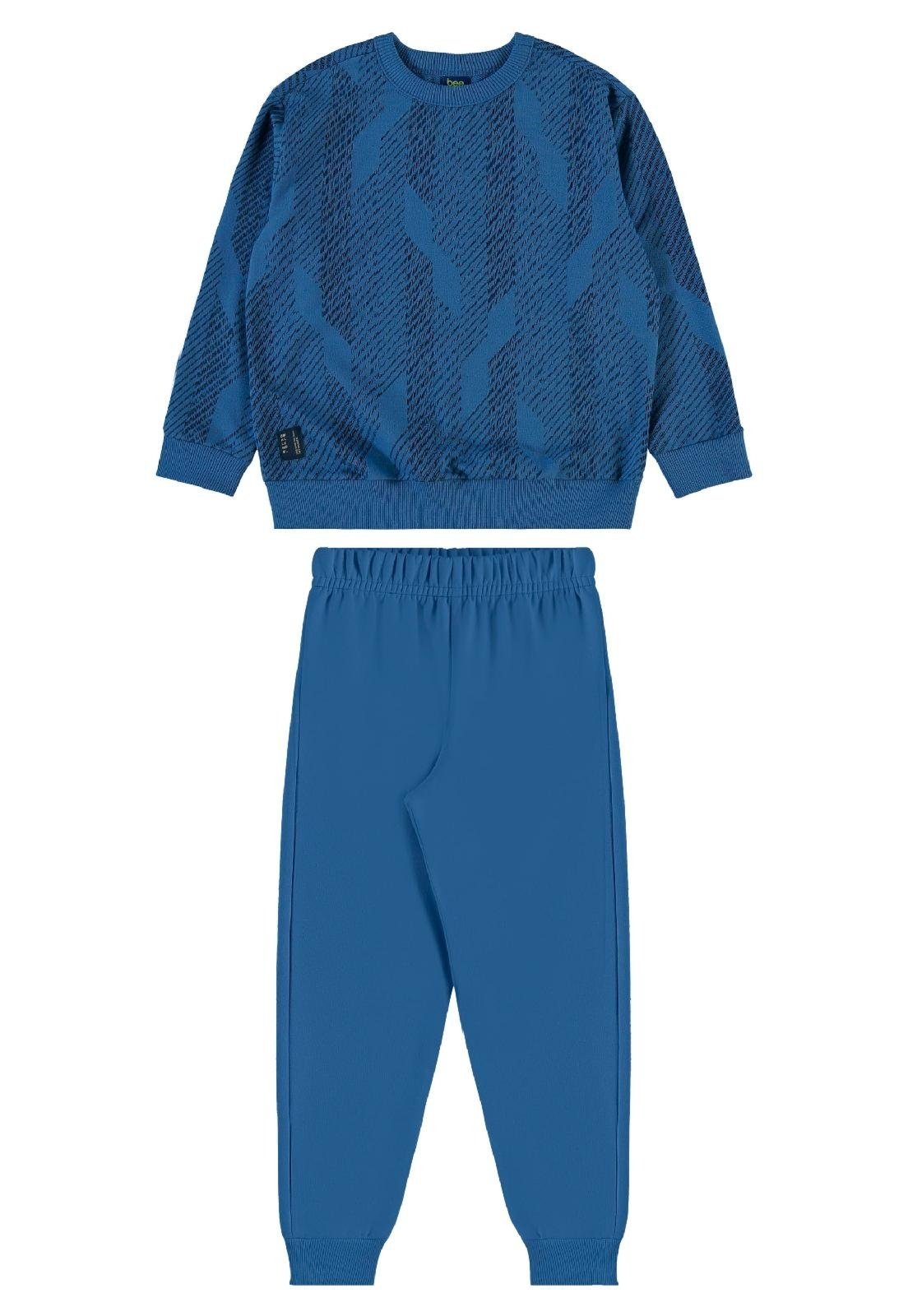 Infantil - Conjunto Blusão Listrado e Calça Bee Loop Cinza