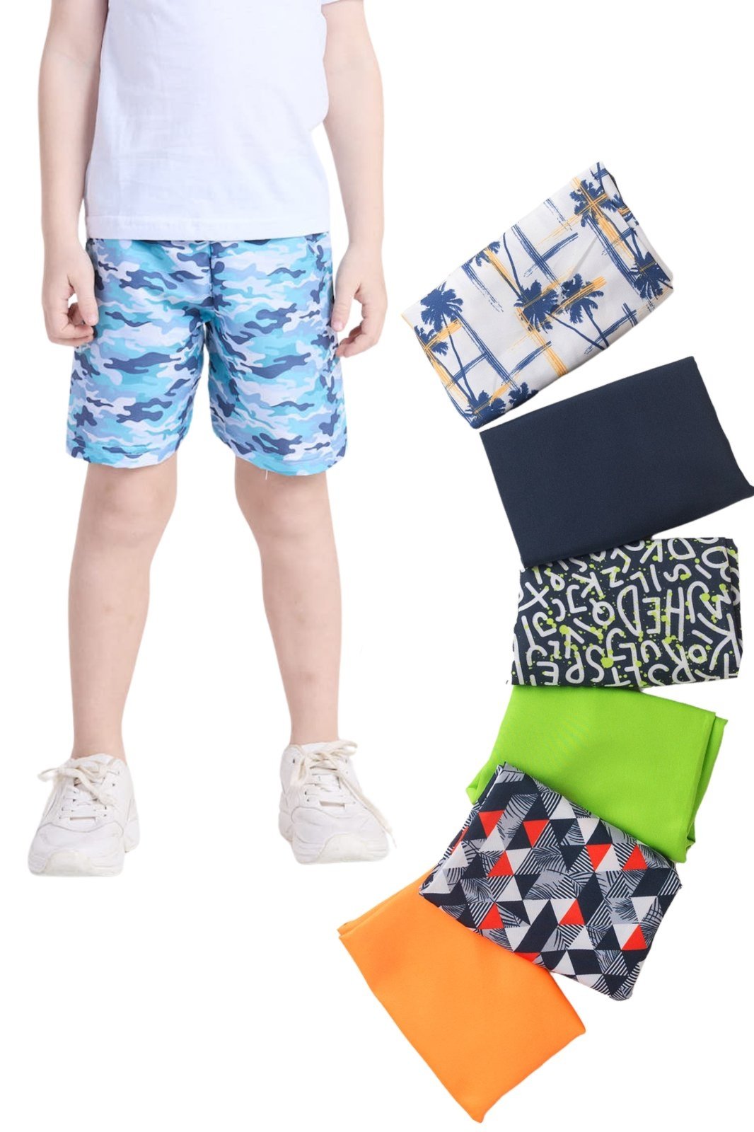 Infantil – Kit Sortido 5 Bermudas – Tamanho 2 ao 12
