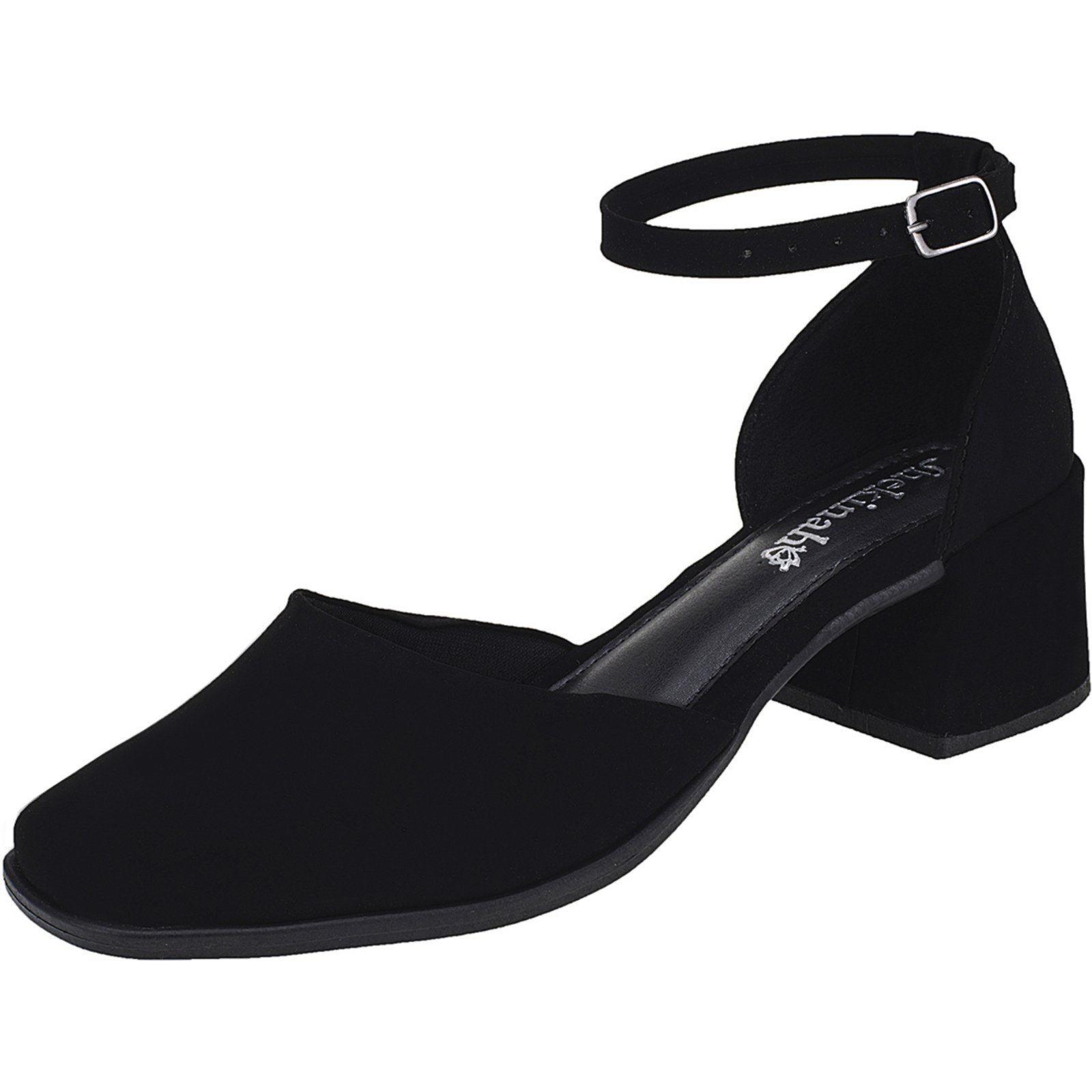 Scarpin Feminino Bico Quadrado Boneca Mary Jane Shekinah Moda Saia e Blusa Moda Preto